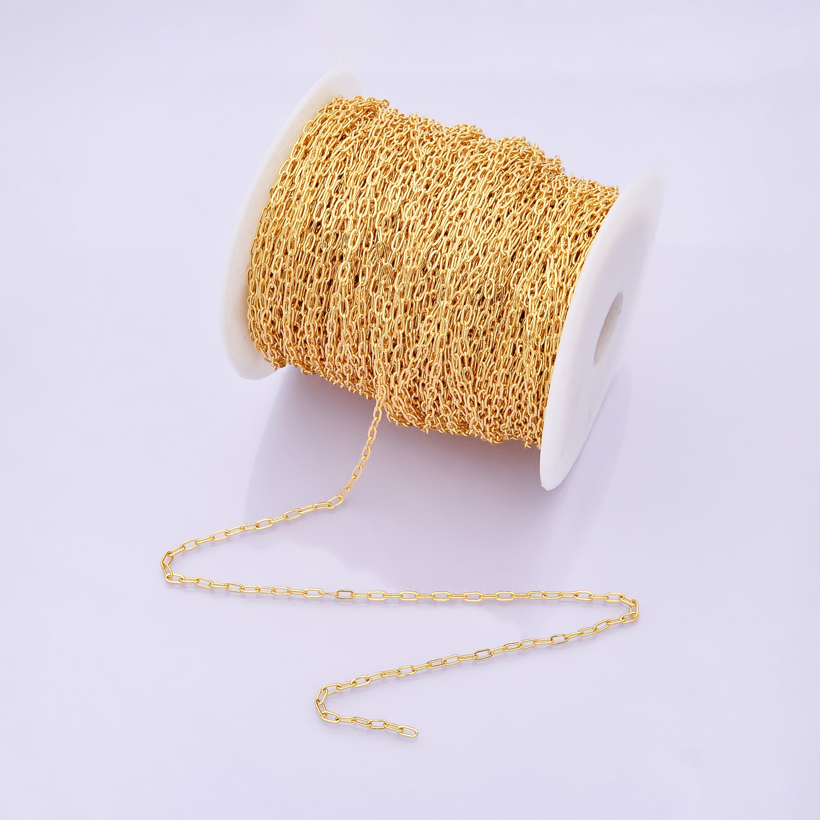 24K Gold Filled 5mm x 2.4mm Thin Minimalist Paperclip Unfinished Chain by Yard | Roll-01834
