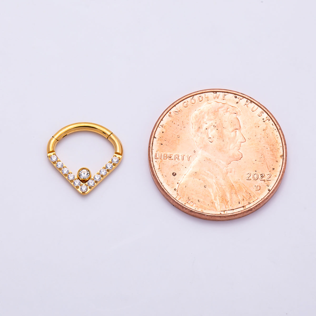 Titanium 10.5mm Micro Paved CZ Single Septum Cartilage Piercing Clicker in Gold & Silver | Findings-00466 Findings-00467