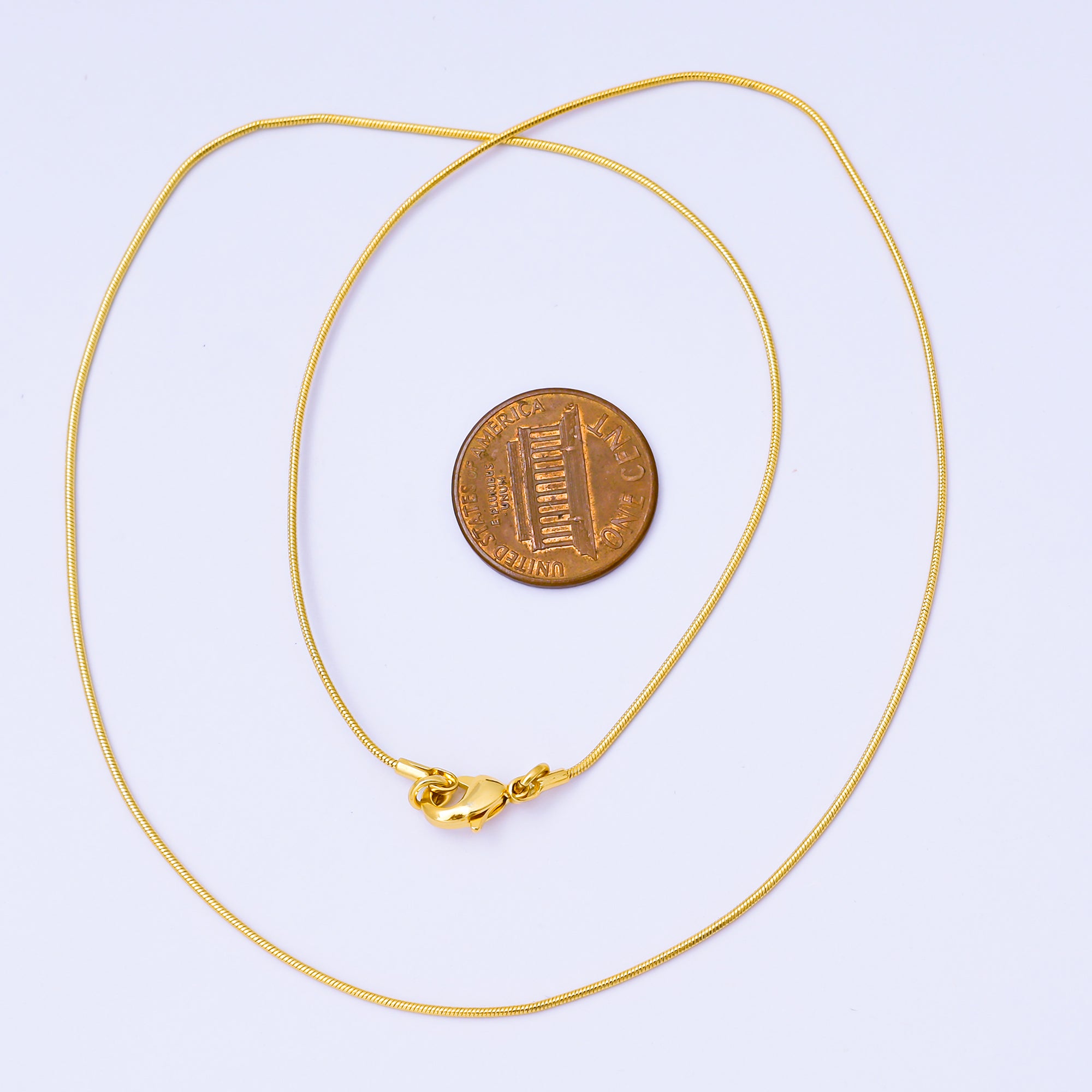 24K Gold Filled 1mm Minimalist Snake Chain 18 Inches Necklace | WA-3835