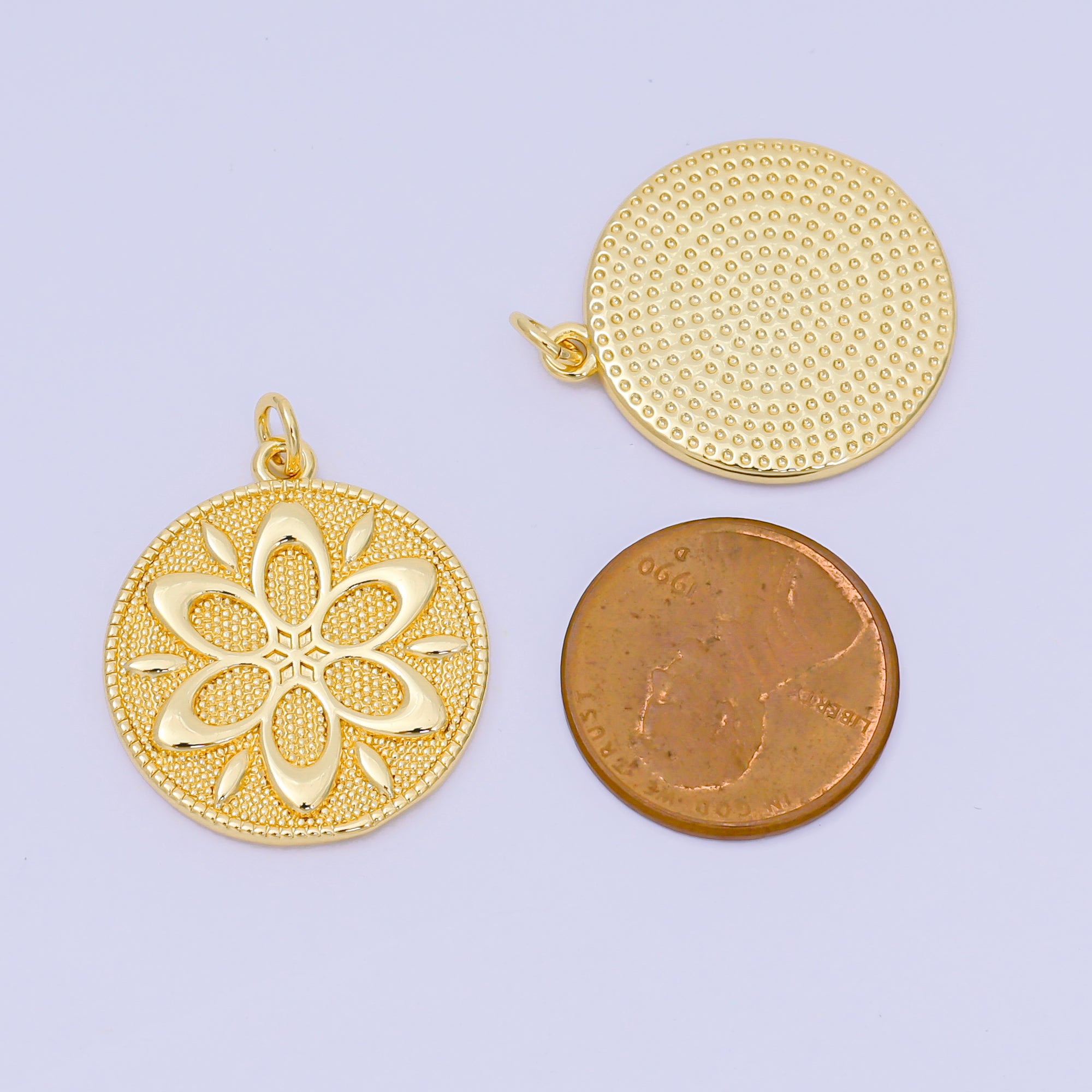 24K Gold Filled 24mm Sun Lotus Flower Charm | AH-647