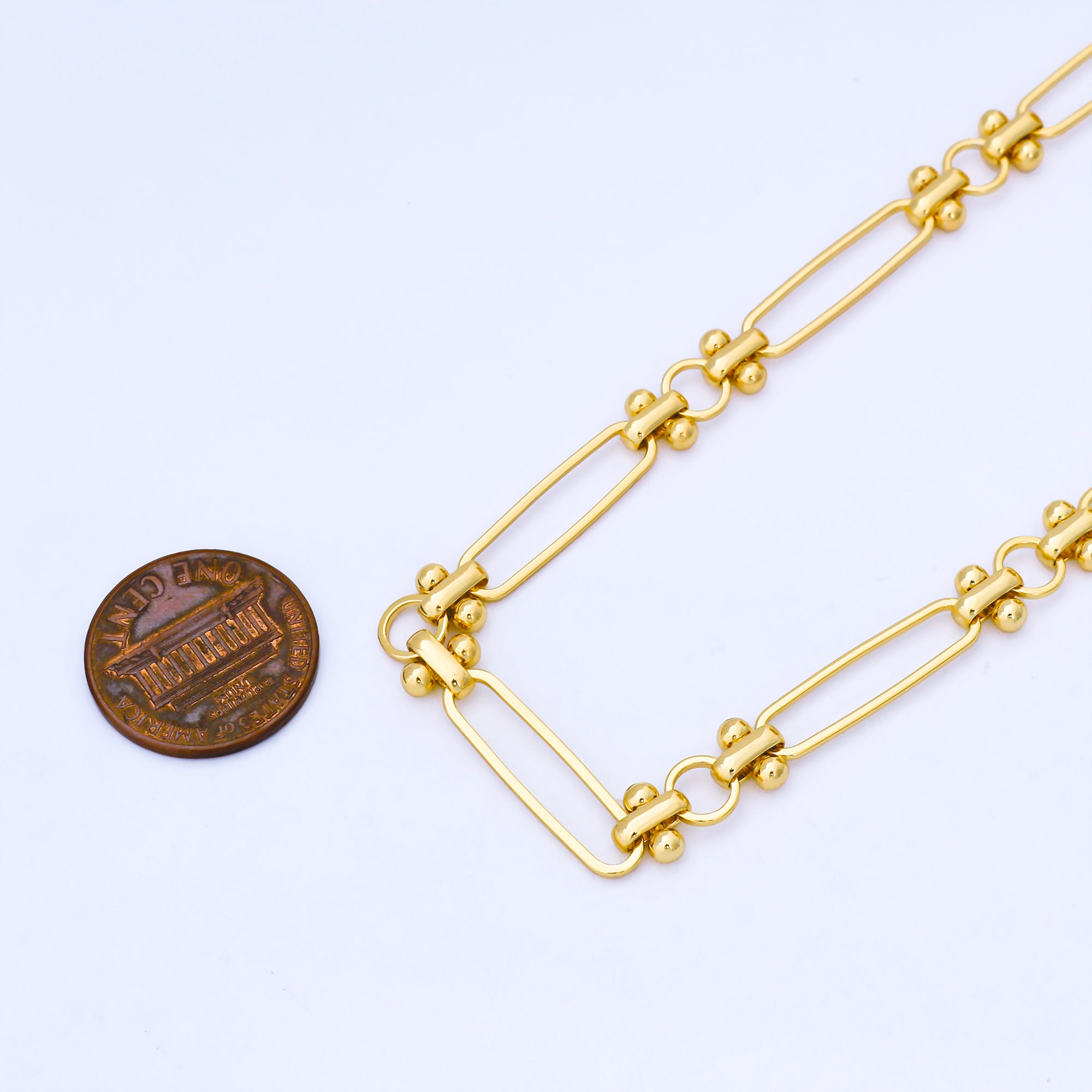 24K Gold Filled 6mm Bead Paperclip Unfinished Chain by Yard | Roll-1995