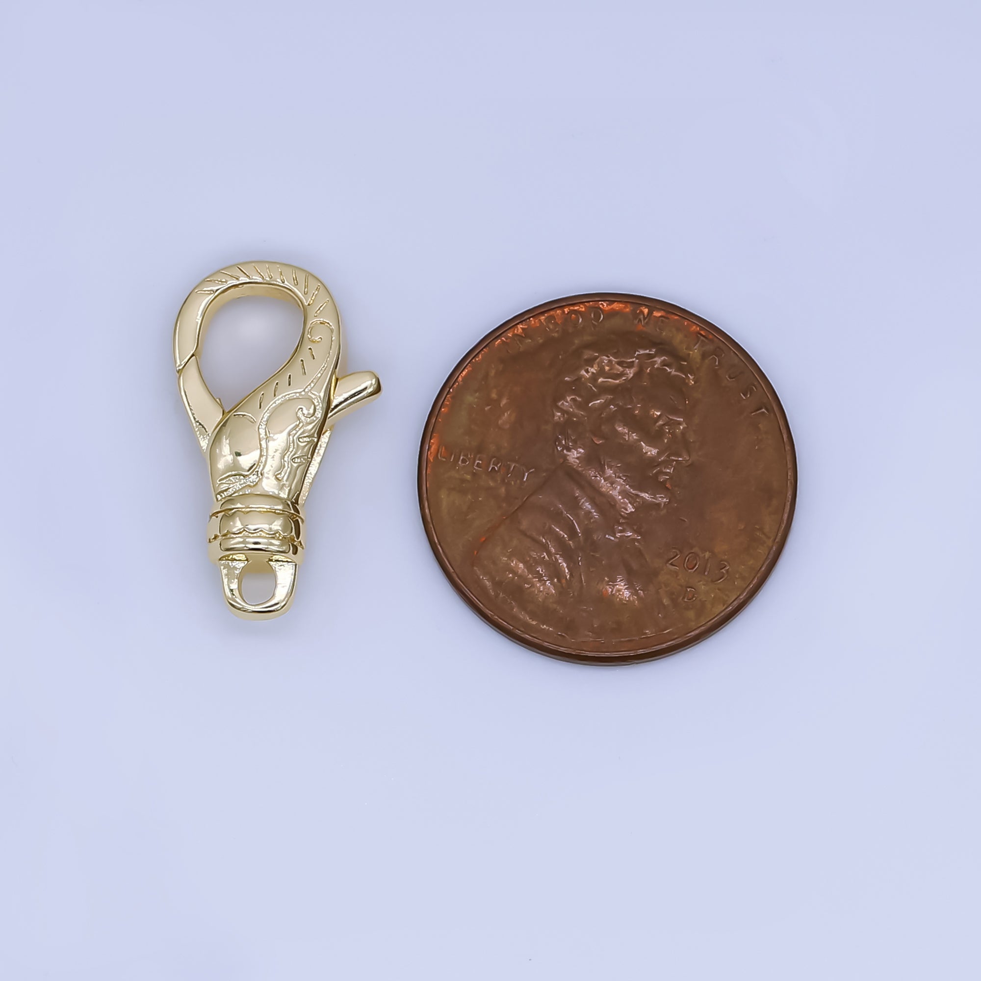 24K Gold Filled 18.5mm Vine Nature Engraved Lobster Clasps Closure Finding | Z1347