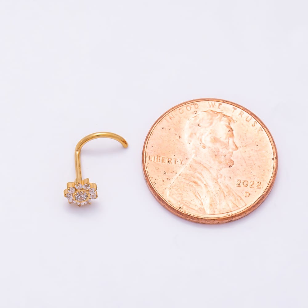Titanium 4.8mm Clear CZ Flower Cartilage Nose Single Piercing Stud | BJ-00248