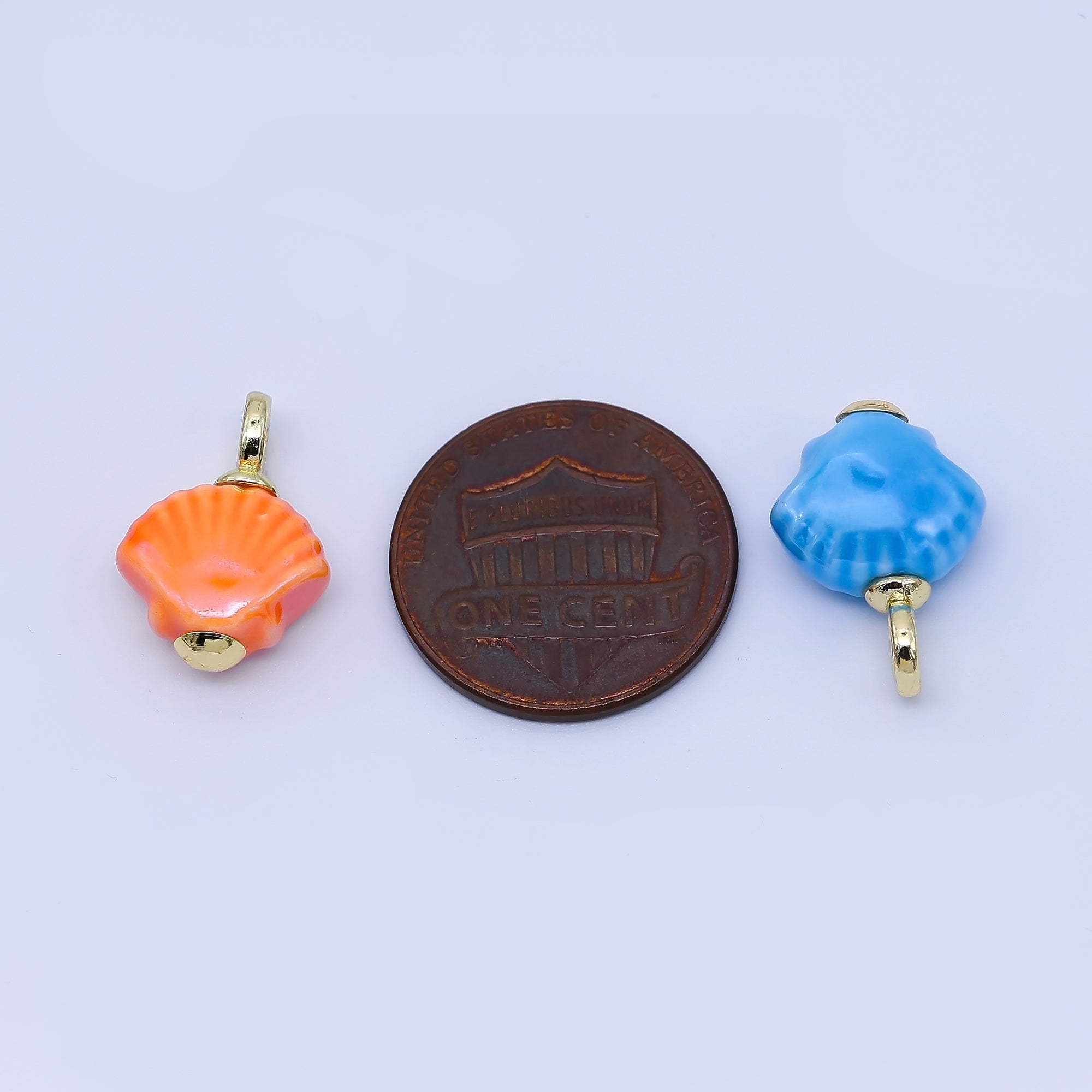 24K Gold Filled 12mm Handmade Ceramic Clam Seashell Charm | AF1577 - 1582