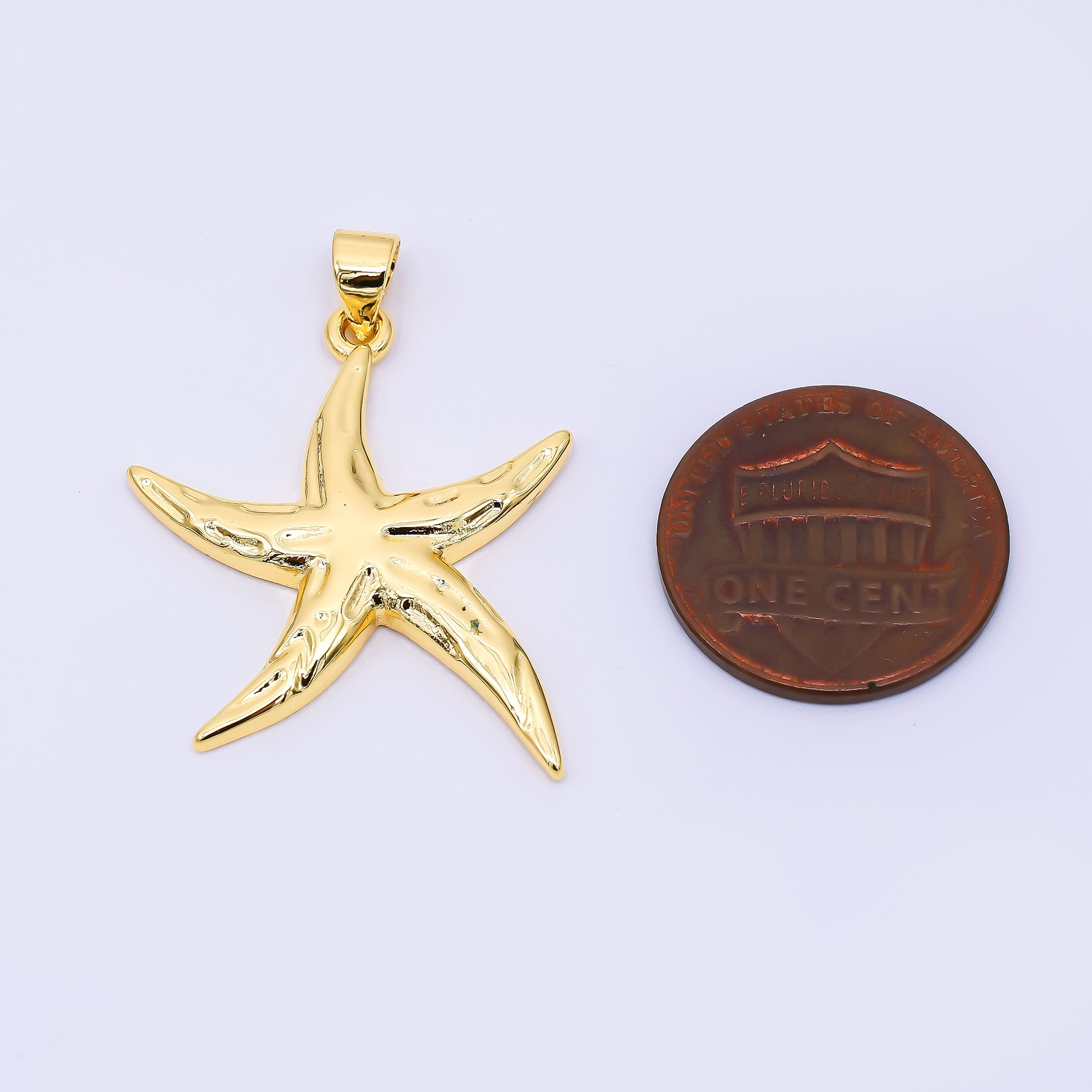 24K Gold Filled 28mm Curvy Sea Starfish Animal Charm | AH-502