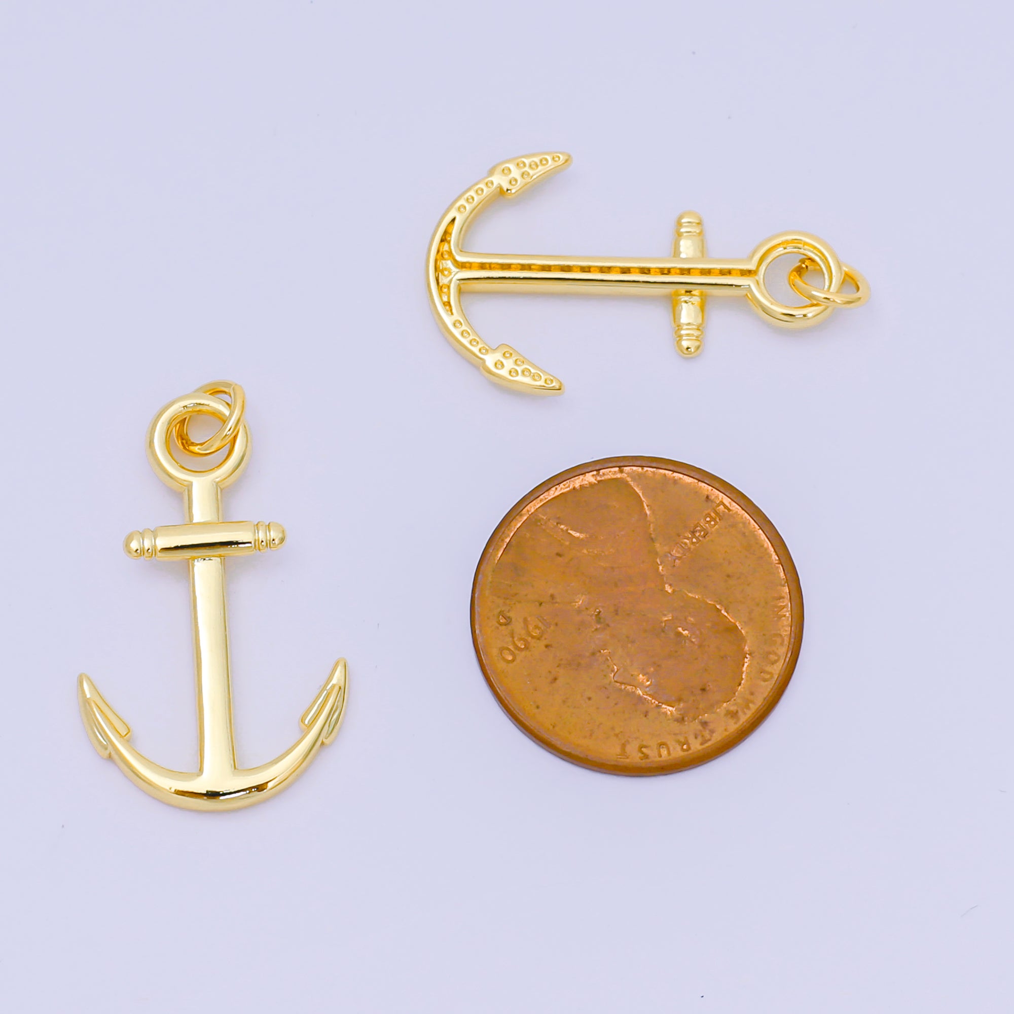 24K Gold Filled 24mm Deep Sea Ship Anchor Charm | AH-644