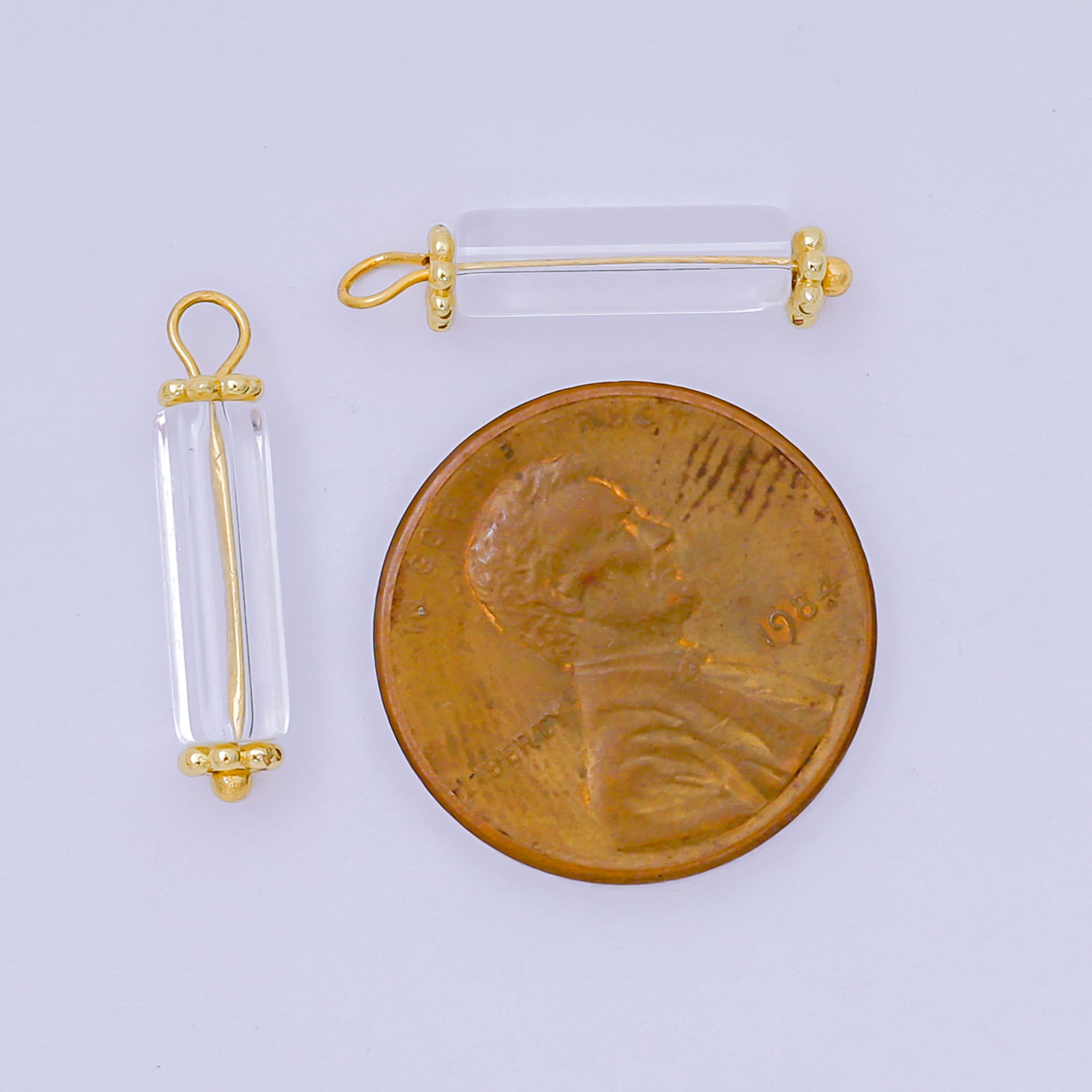24K Gold Filled 20mm Glass Art Clear Starlight Bottle Charm | AH-663