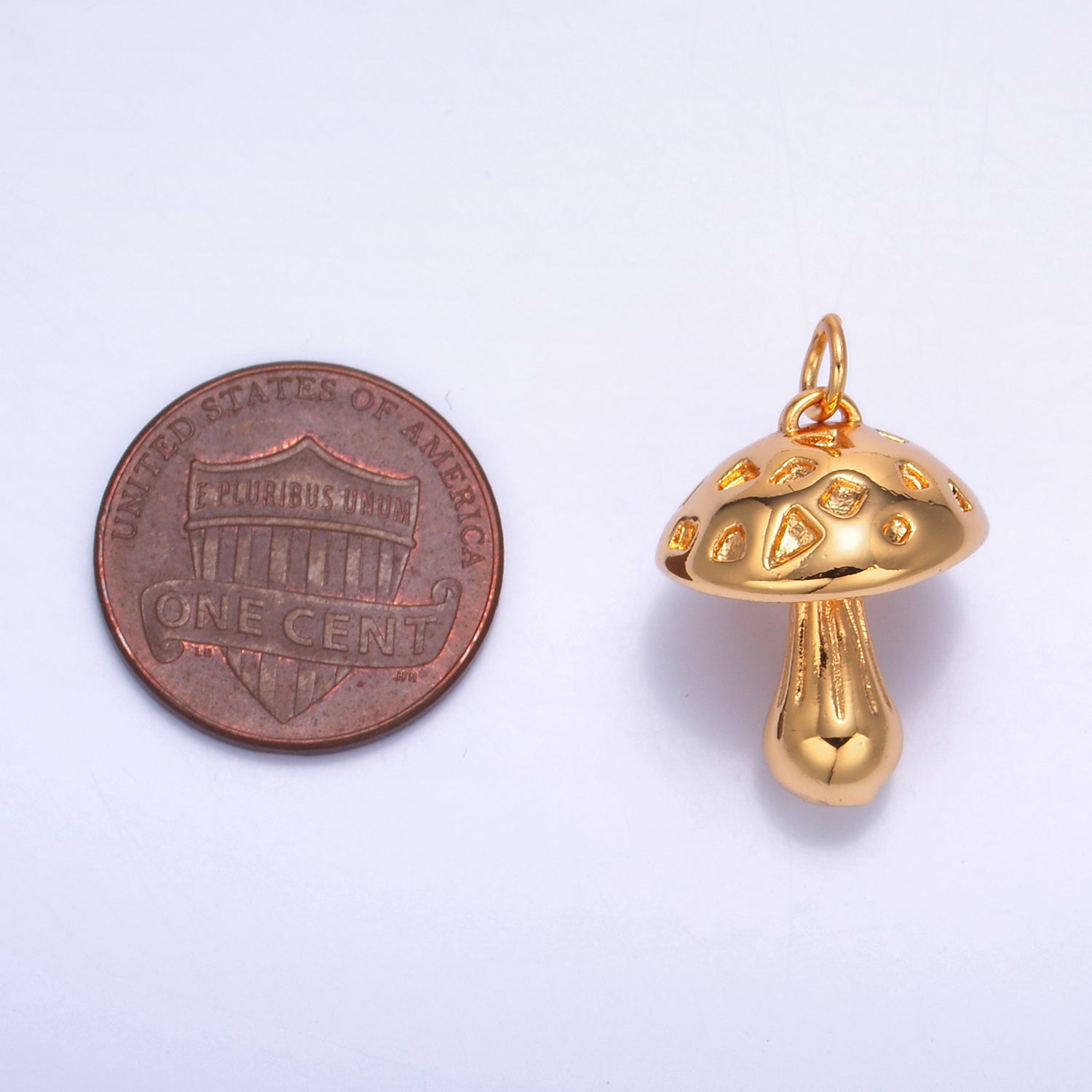 24K Gold Filled Multidimensional 3D Mushroom Charm | W260