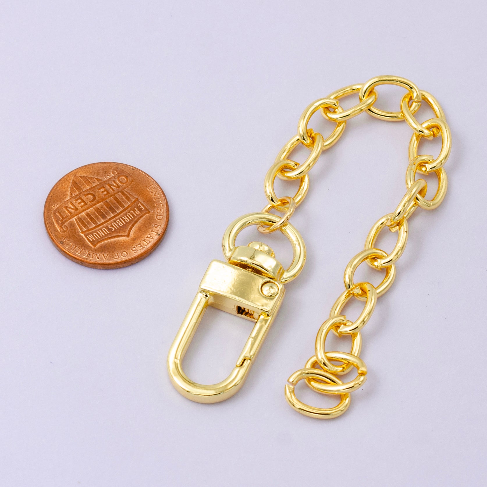 24K Gold Filled Rolo Chain Bag Purse Charm Swivel Keychain Findings | WA-2748