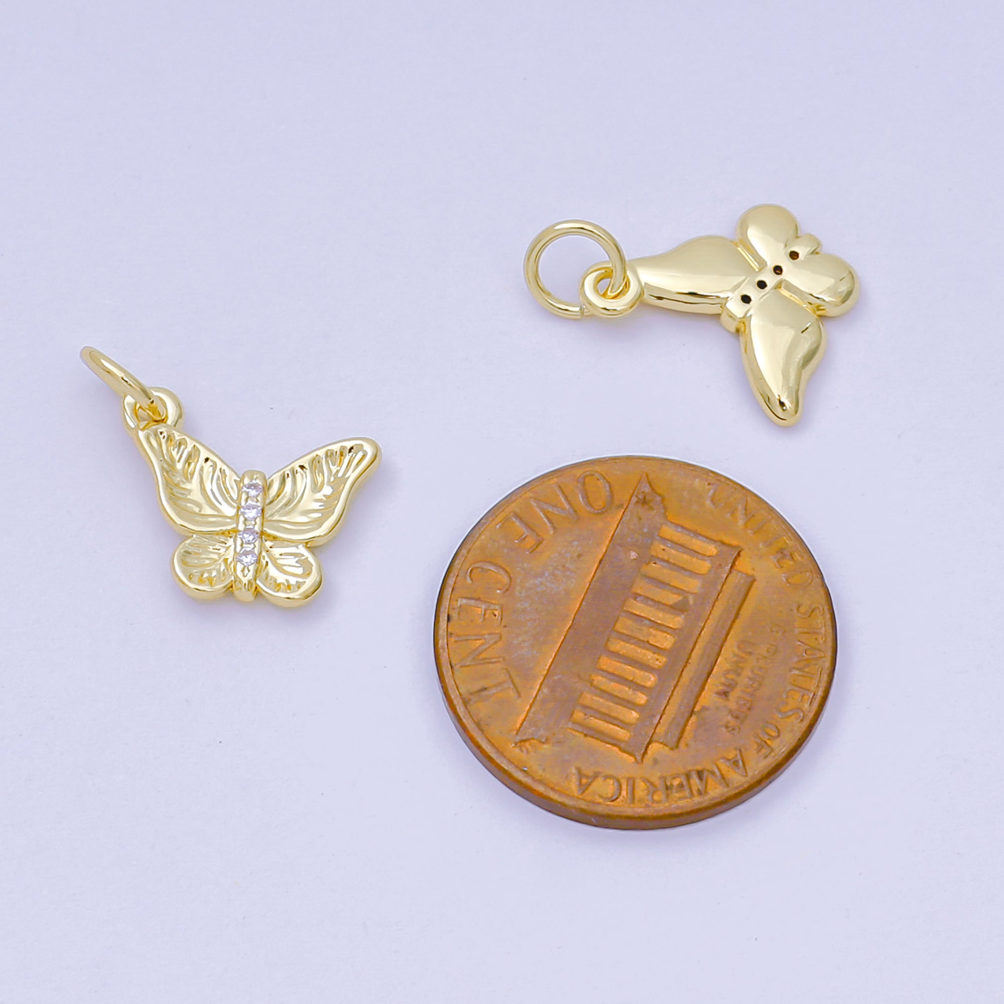 24K Gold Filled 11mm Micro Paved CZ Aponi Butterfly Animal Charm | D-250