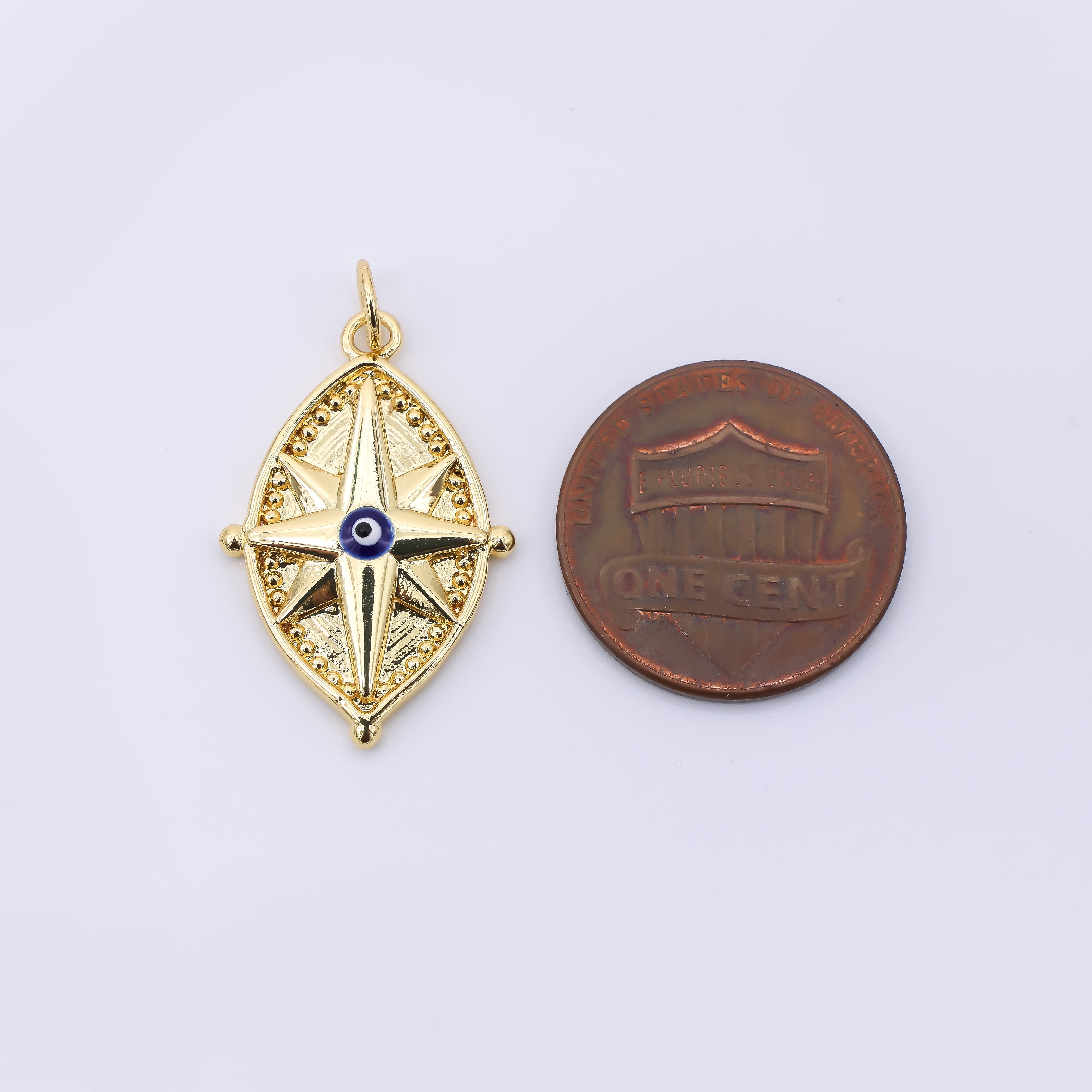 24K Gold Filled 24.5mm Celestial Northern Star Compass Charm | AC1606