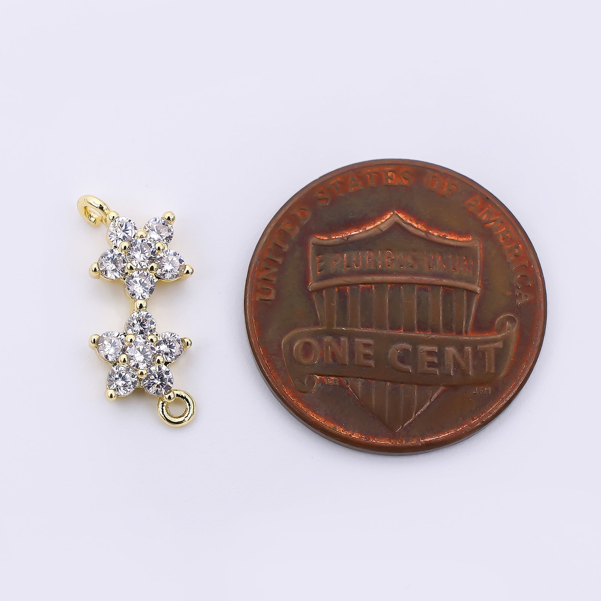 Silver 15mm Micro Paved CZ Double Twin-Star Celestial Connector | Y-055