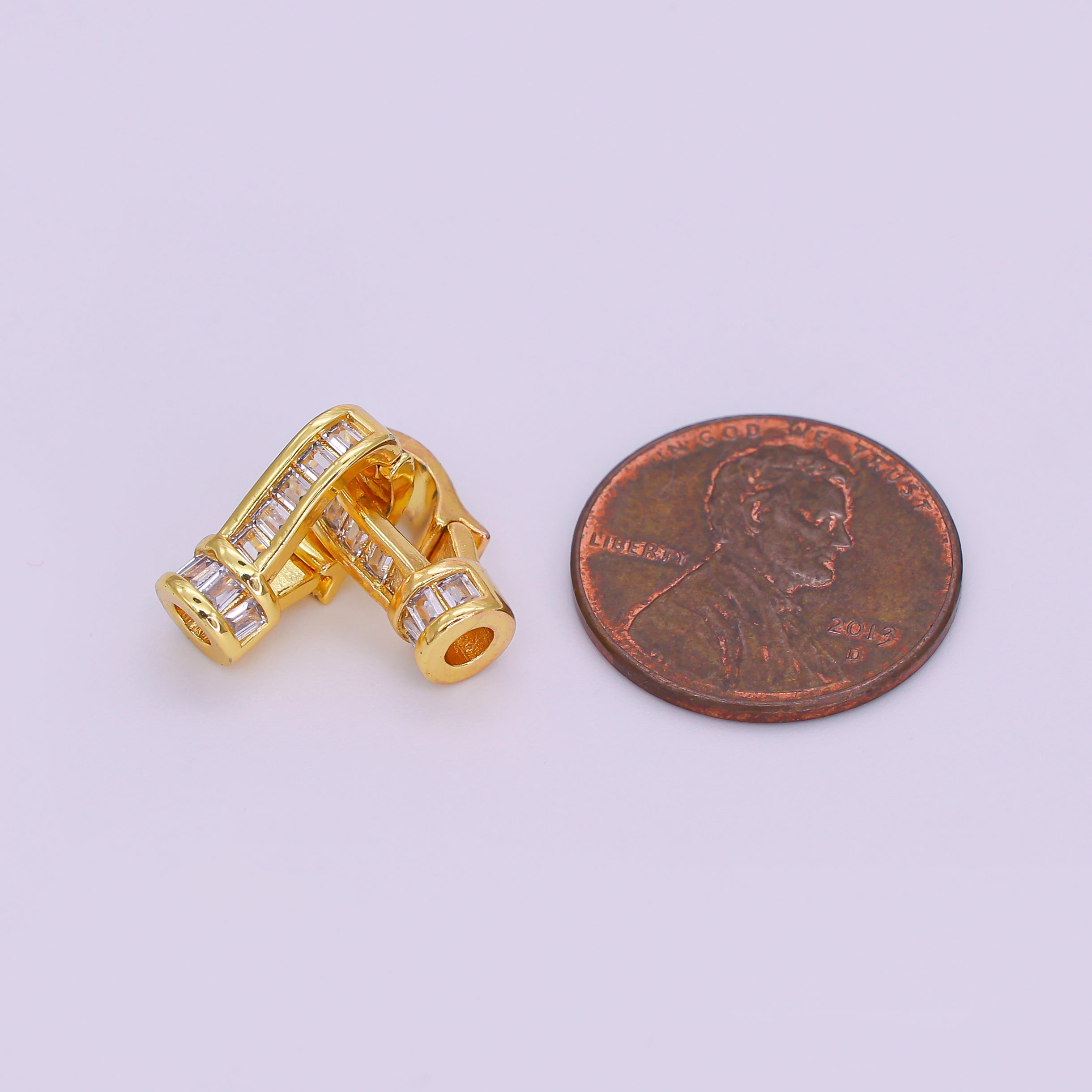 24K Gold Filled Baguette CZ Snap Hook Closure Enhancer Finding Set | Z1270
