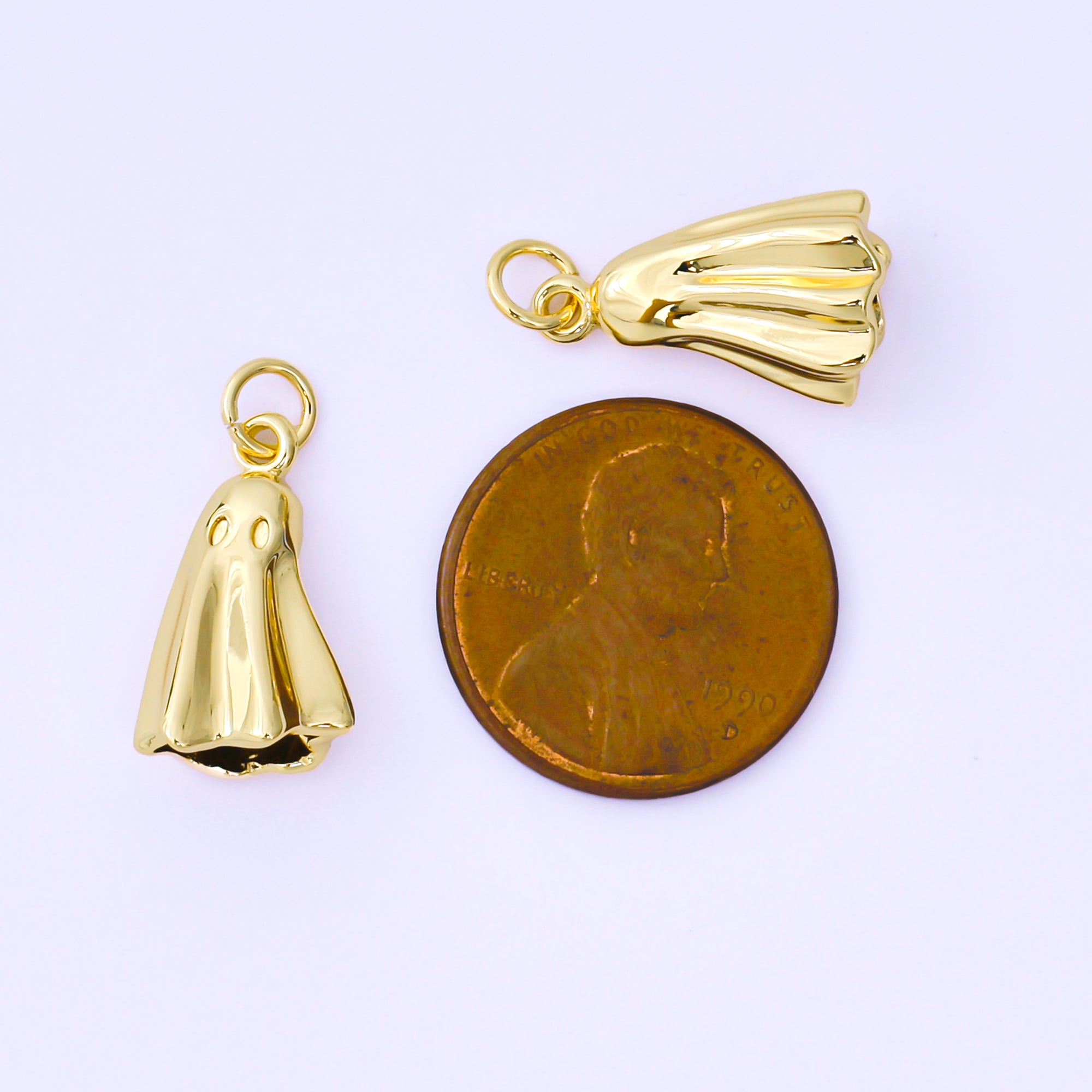 24K Gold Filled 17.5mm Multidimensional 3D Floating Ghost Charm | AF1291