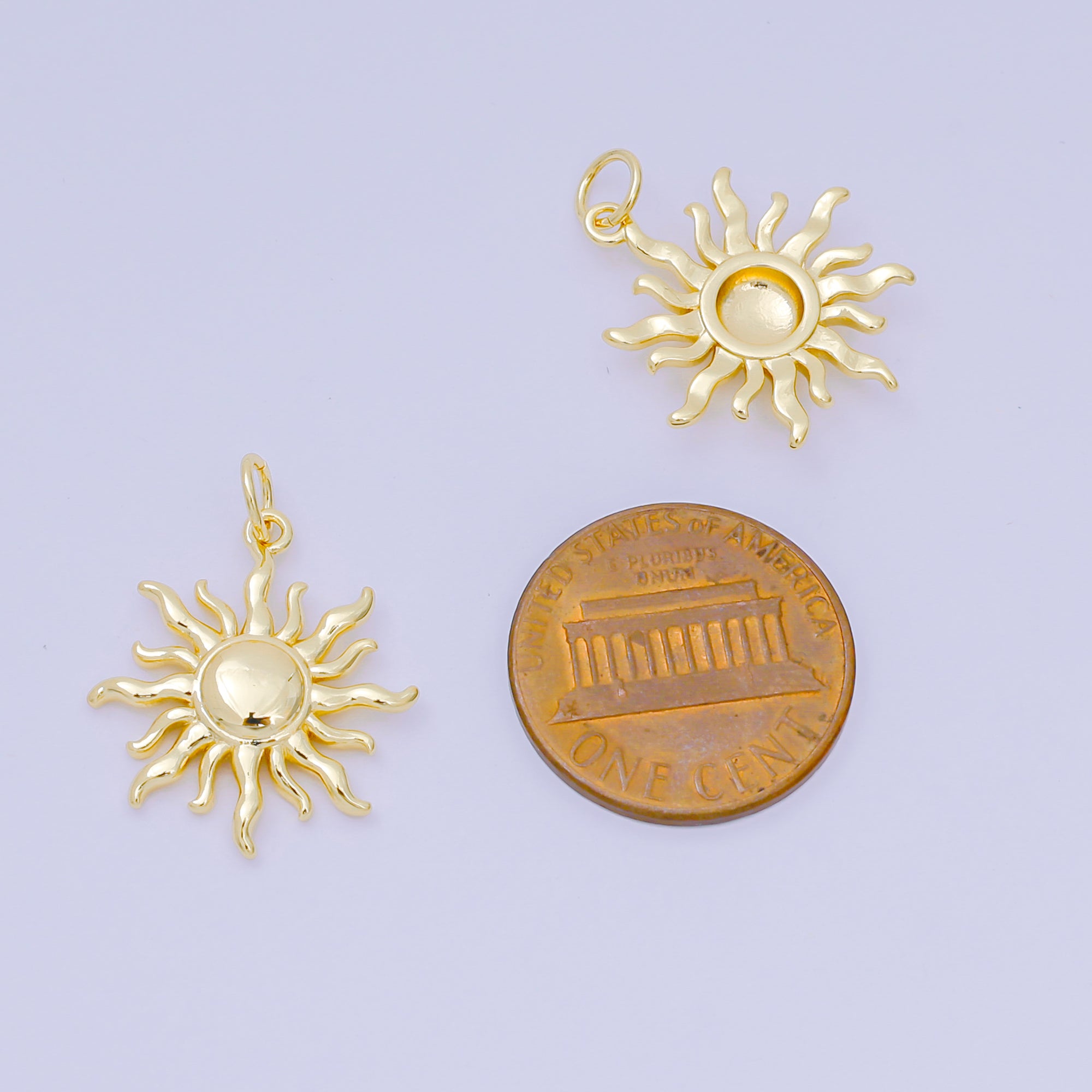 24K Gold Filled 20mm Summer Solar Power Sun Charm | D-095