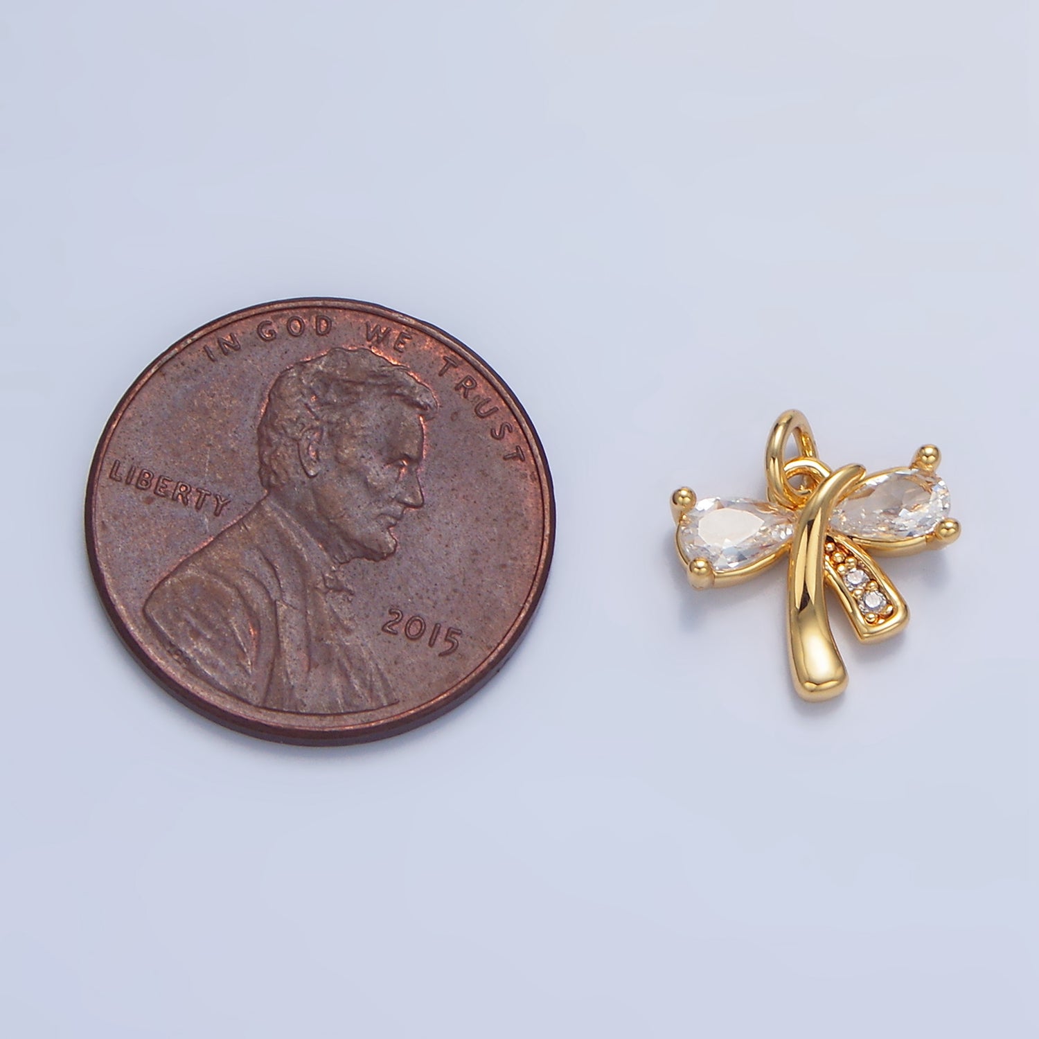 24K Gold Filled CZ Micro Paved Ribbon Bow Mini Charm | X860