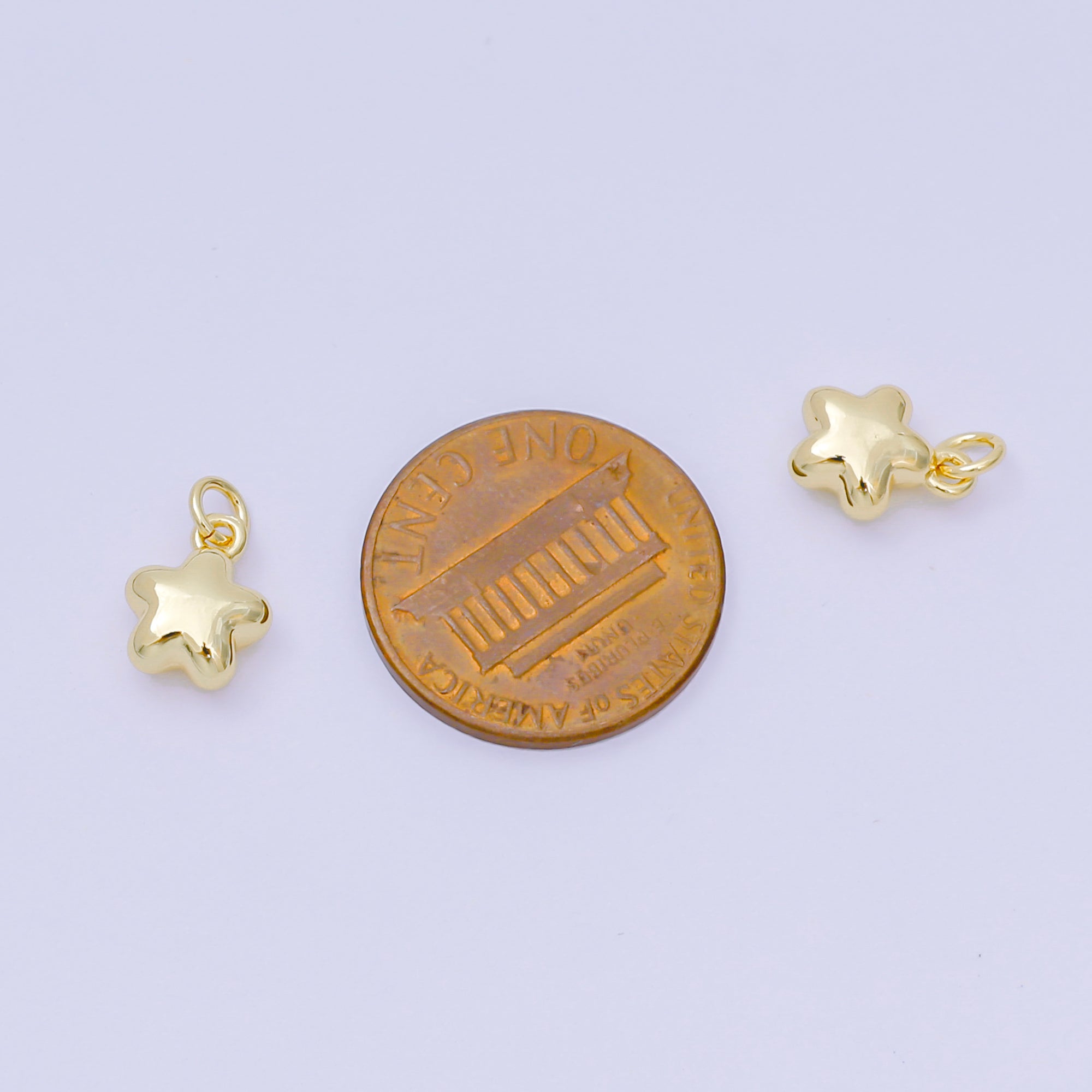 24K Gold Filled 10mm 5-Points Puffy Celestial Star Charm | AH-678