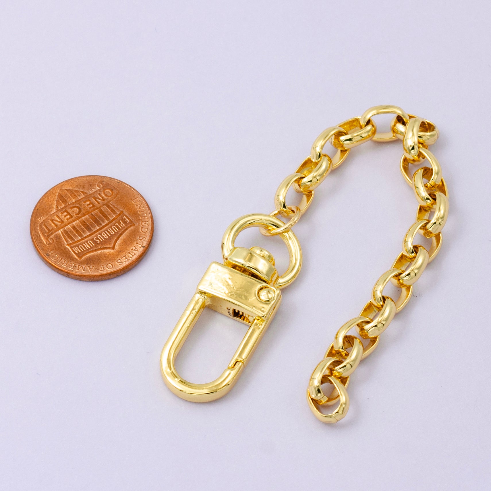 24K Gold Filled Cable Rolo Chain Bag Purse Charm Keychain Findings | WA-2749