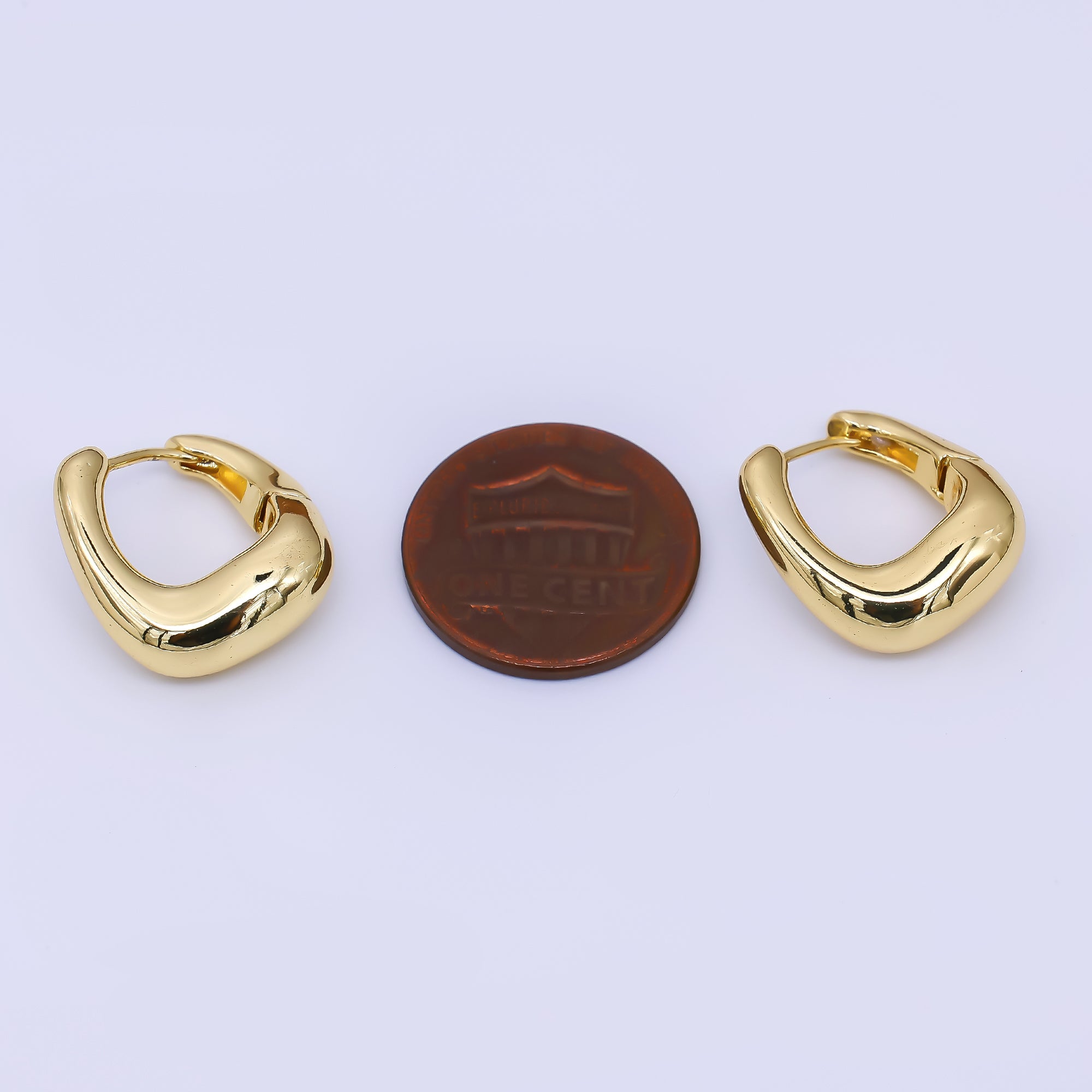 24K Gold Filled Molten Gold Modern Bold Hinged Huggie Hoops Earrings | AJ-063