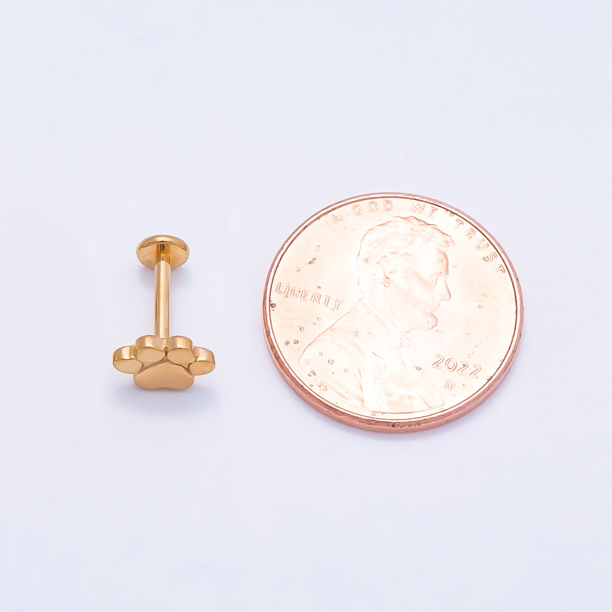 Titanium 8mm Paw Print Minimalist Cartilage Piercing Flat Back Stud in Gold & Silver | Findings-00285 Findings-00286