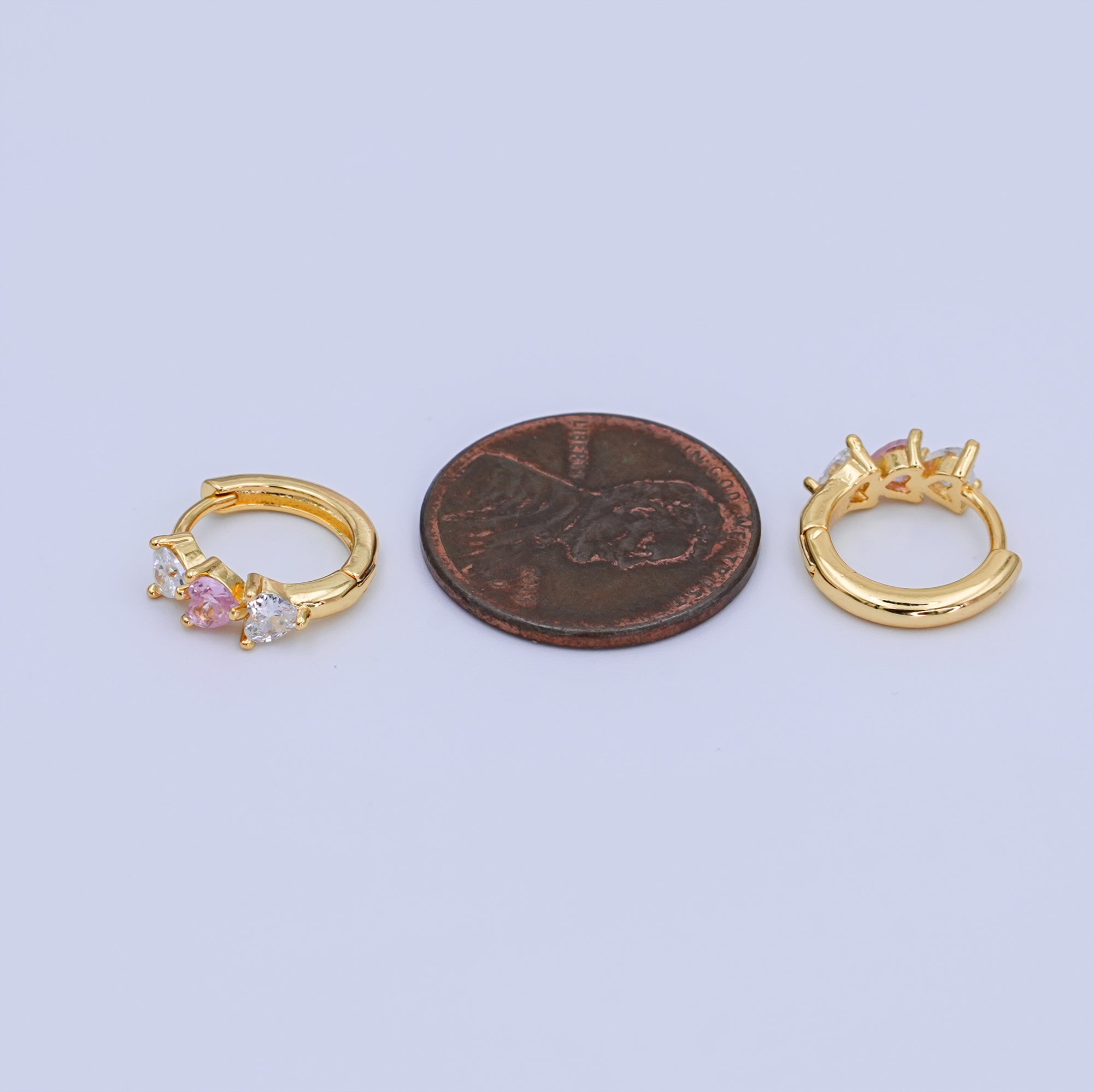 24K Gold Filled 15.5mm J-Shaped Mixed Metal Hoop Earrings