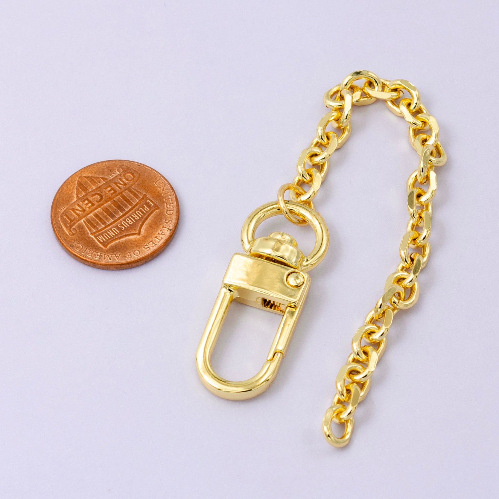 24K Gold Filled Edged Cable Chain Bag Purse Charm Swivel Keychain Findings | WA-2746