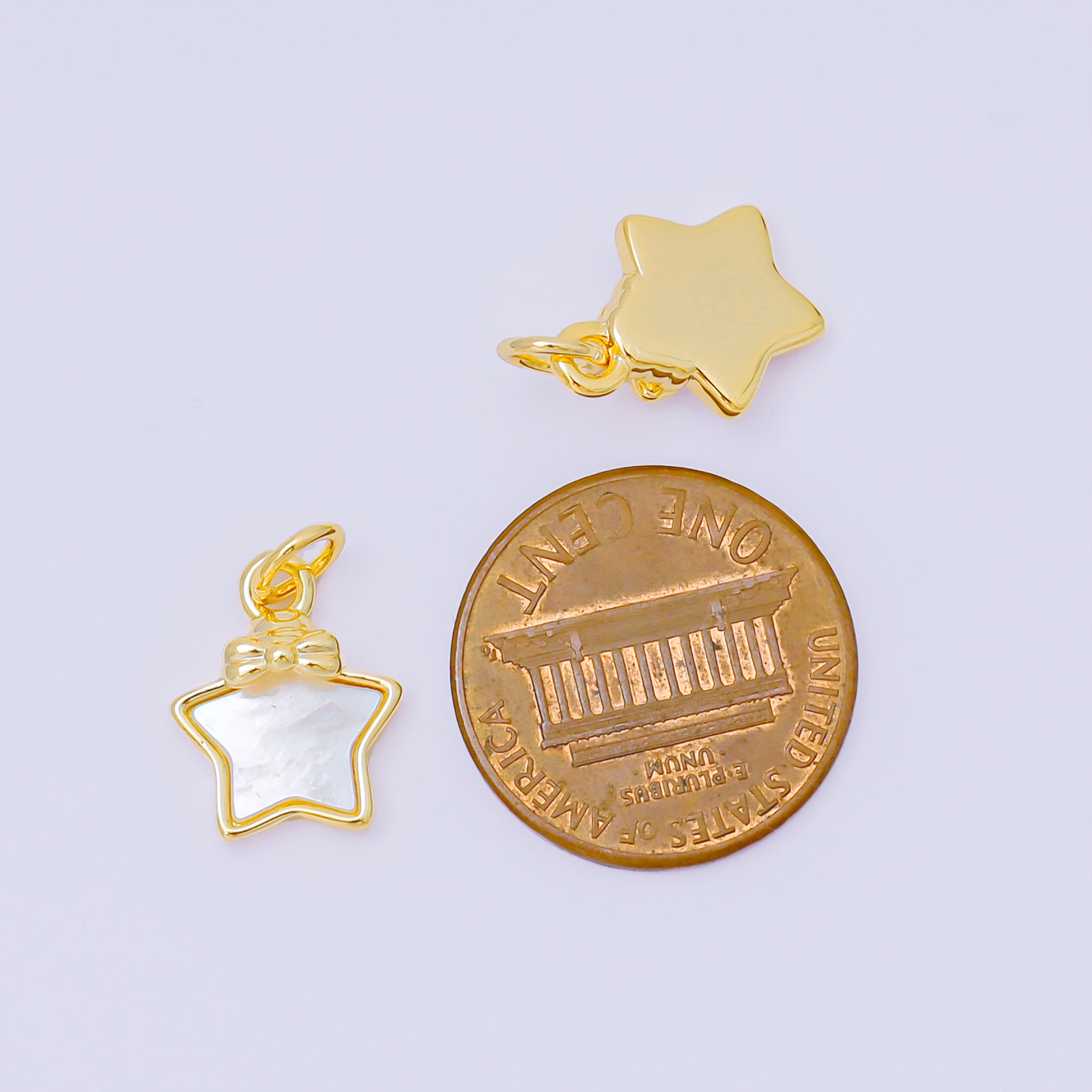 24K Gold Filled 13mm Star in Bowtie Shell Pearl Charm | M876