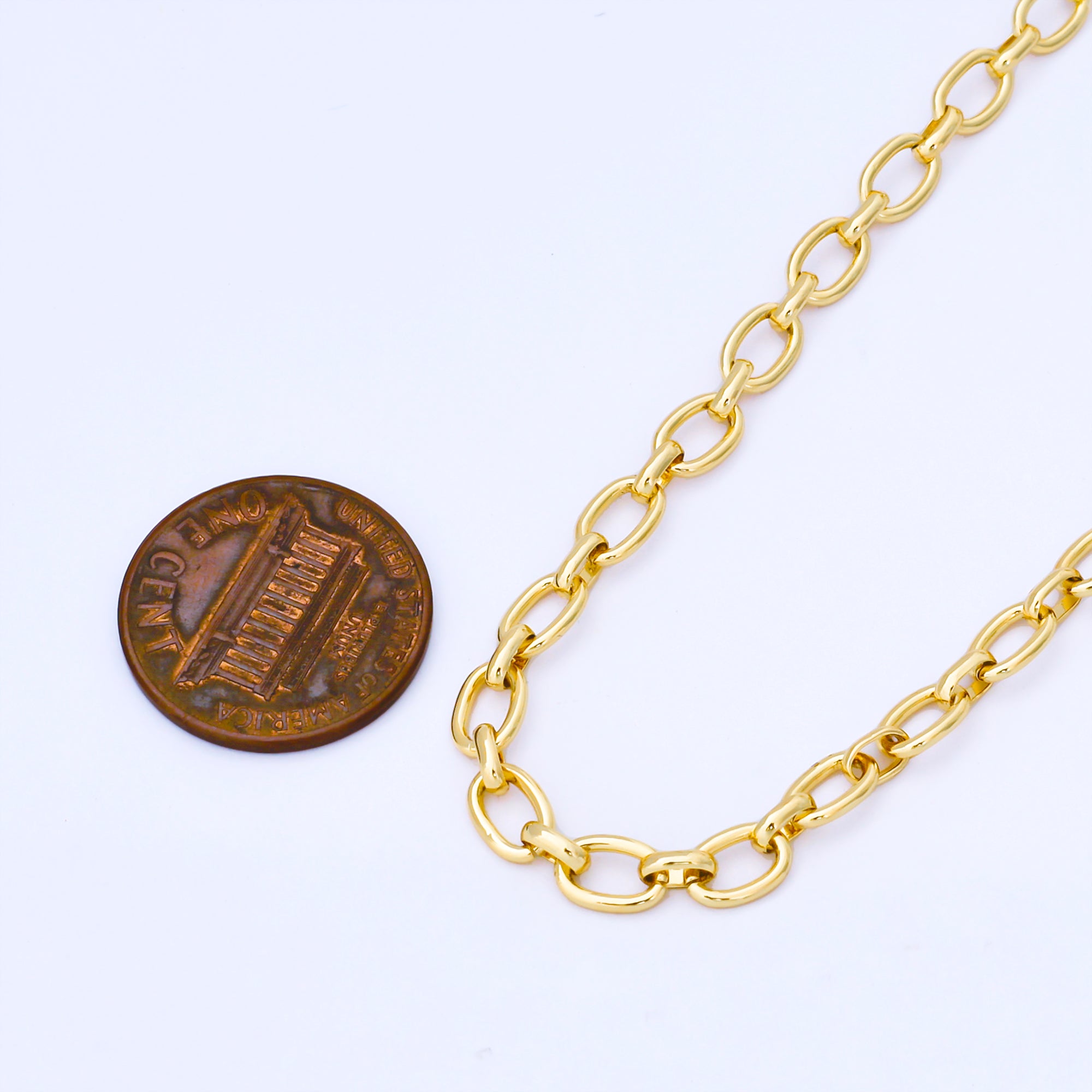 24K Gold Filled 4.5mm Paperclip Cable Link Unfinished Chain by Yard | Roll-2002