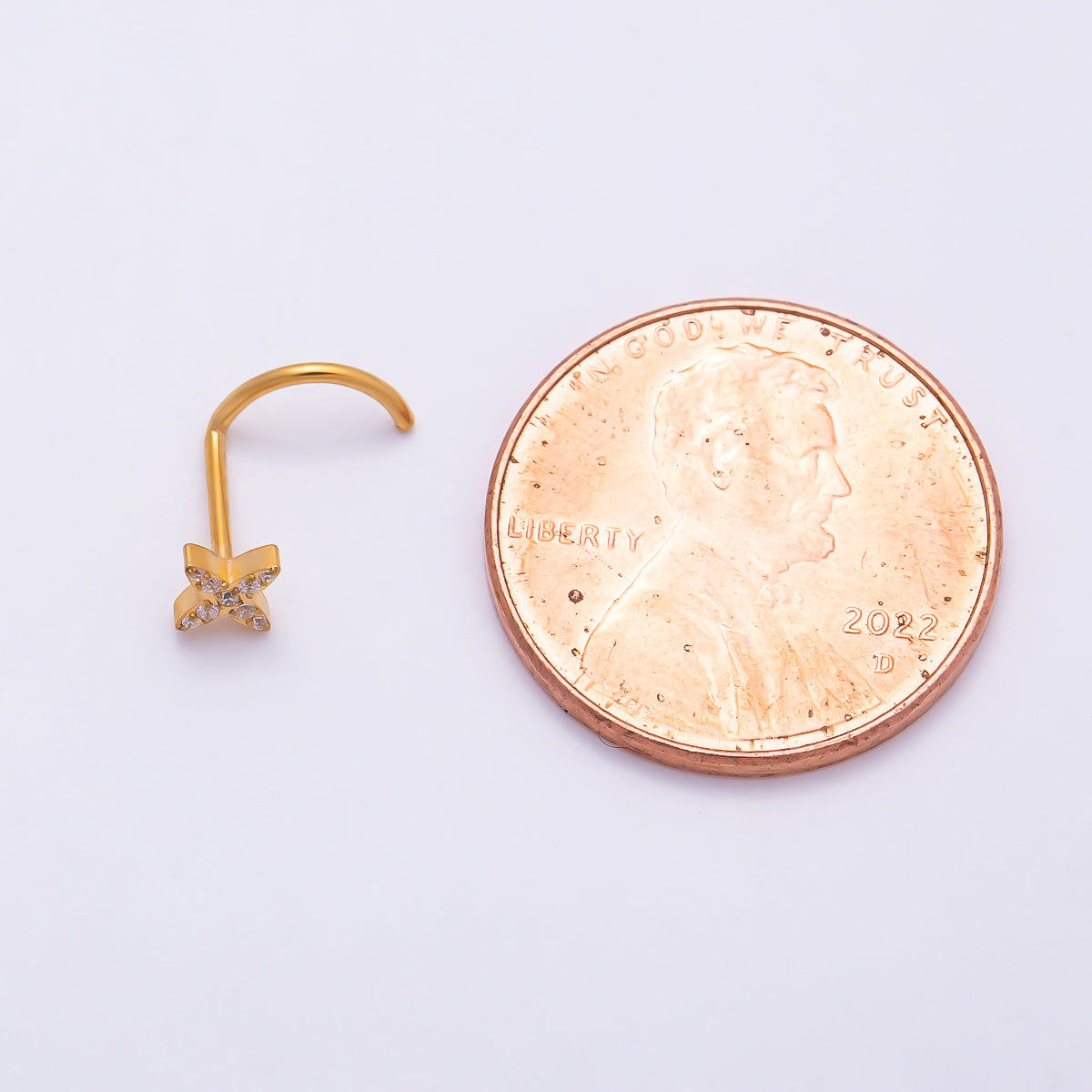 Titanium 5mm Celestial Star Micro Paved CZ Cartilage Nose Single Piercing Stud in Gold & Silver | Findings-00440 Findings-00441