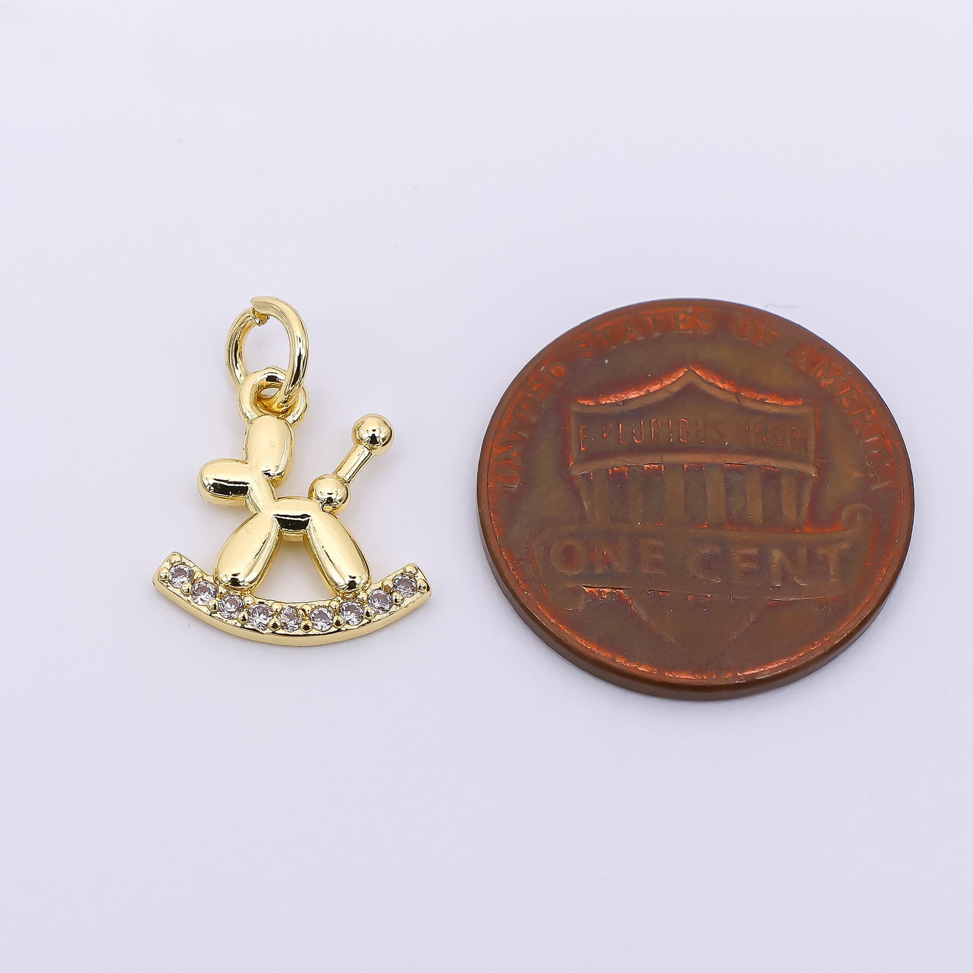 24K Gold Filled 13mm Micro Paved CZ Cute Balloon Dog Charm | AH-578