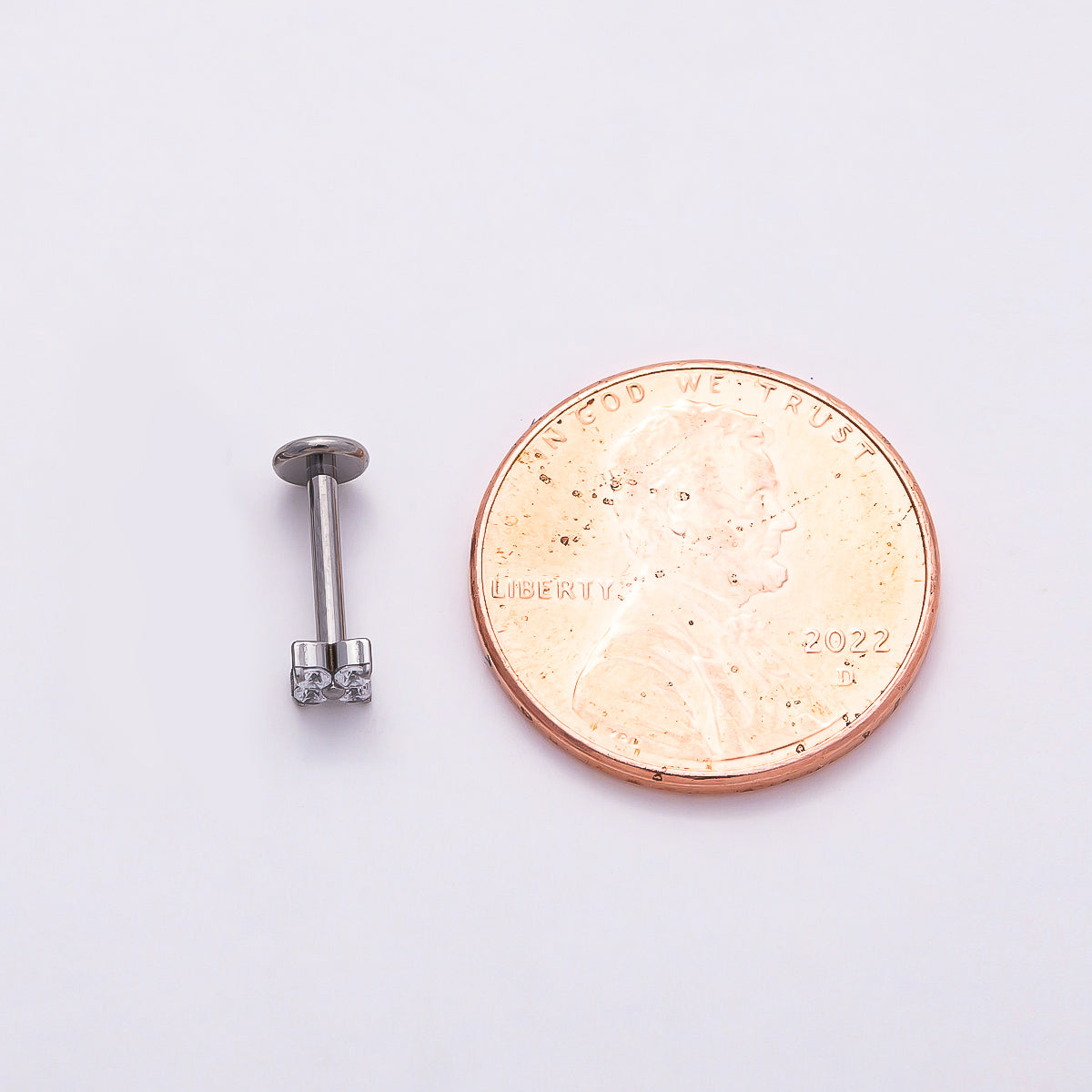 Stainless Steel 3mm Clear CZ Flower Single Cartilage Piercing Flat Back Stud | Findings-00224 Findings-00225