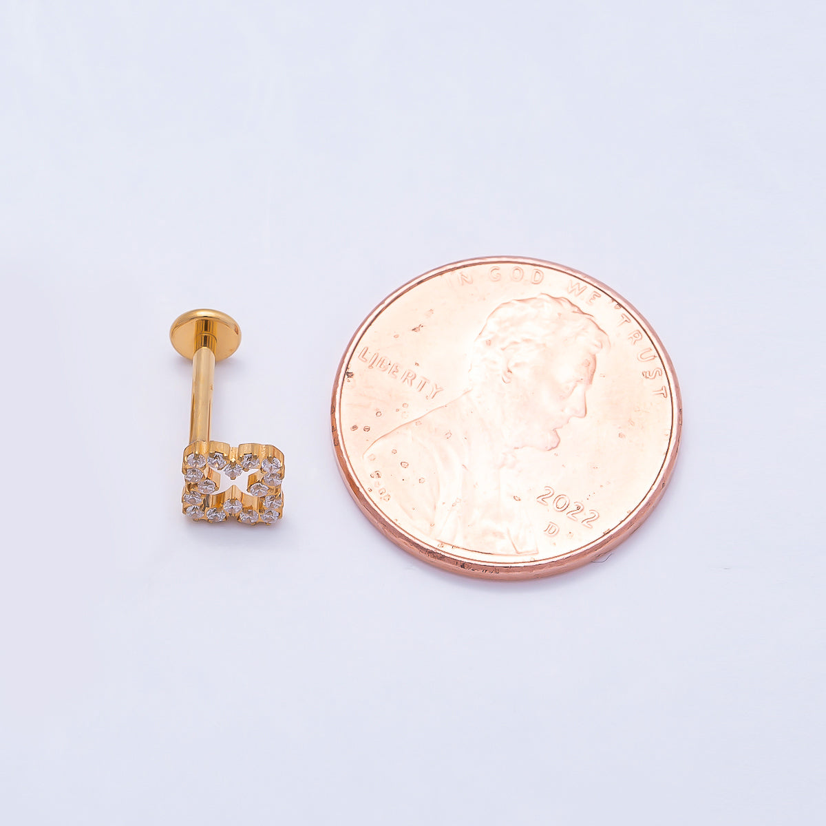 24K Gold Filled 7mm Micro Paved CZ Open Flower Cartilage Piercing Flat Back Stud in Gold & Silver | Findings-00252 Findings-00253