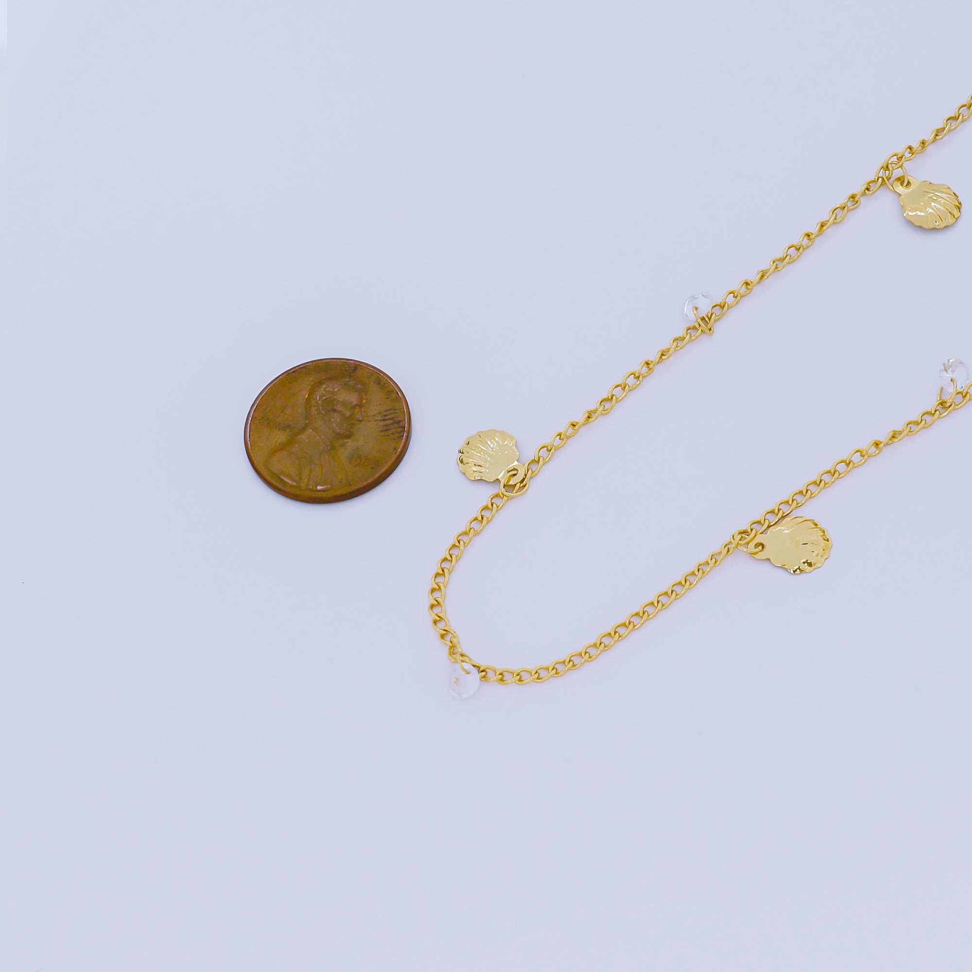 24K Gold Filled 2mm Round CZ Seashell Classic Curb Chain by Yard | ROLL-1673