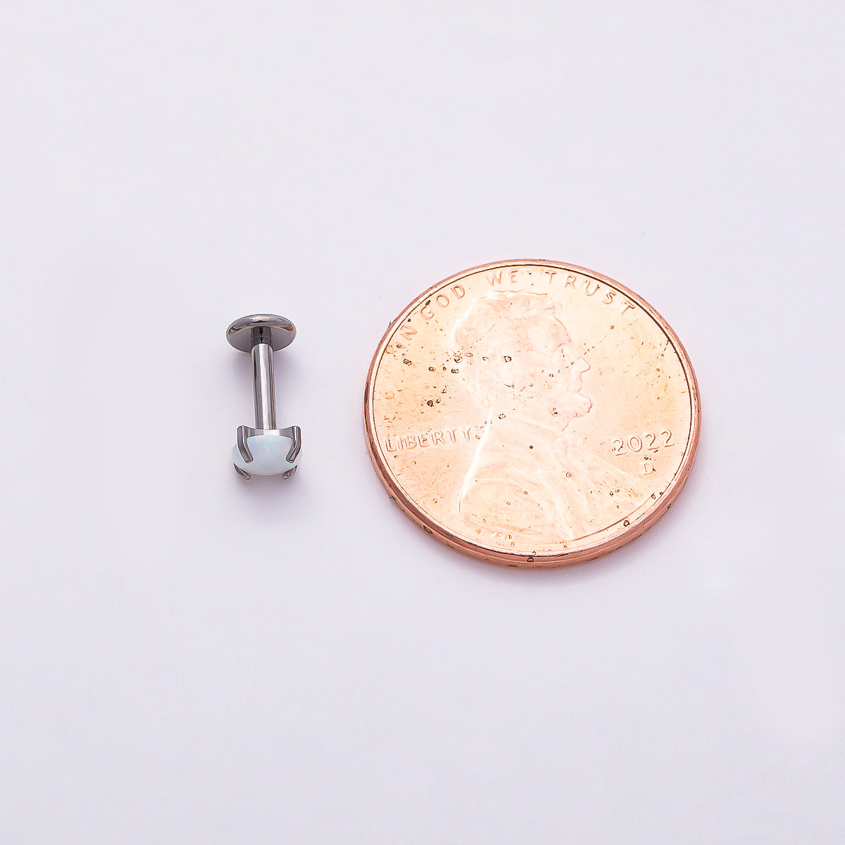 Stainless Steel 4.5mm White Opal Single Cartilage Piercing Flat Back Stud in Gold & Silver | Findings-00188 Findings-00189
