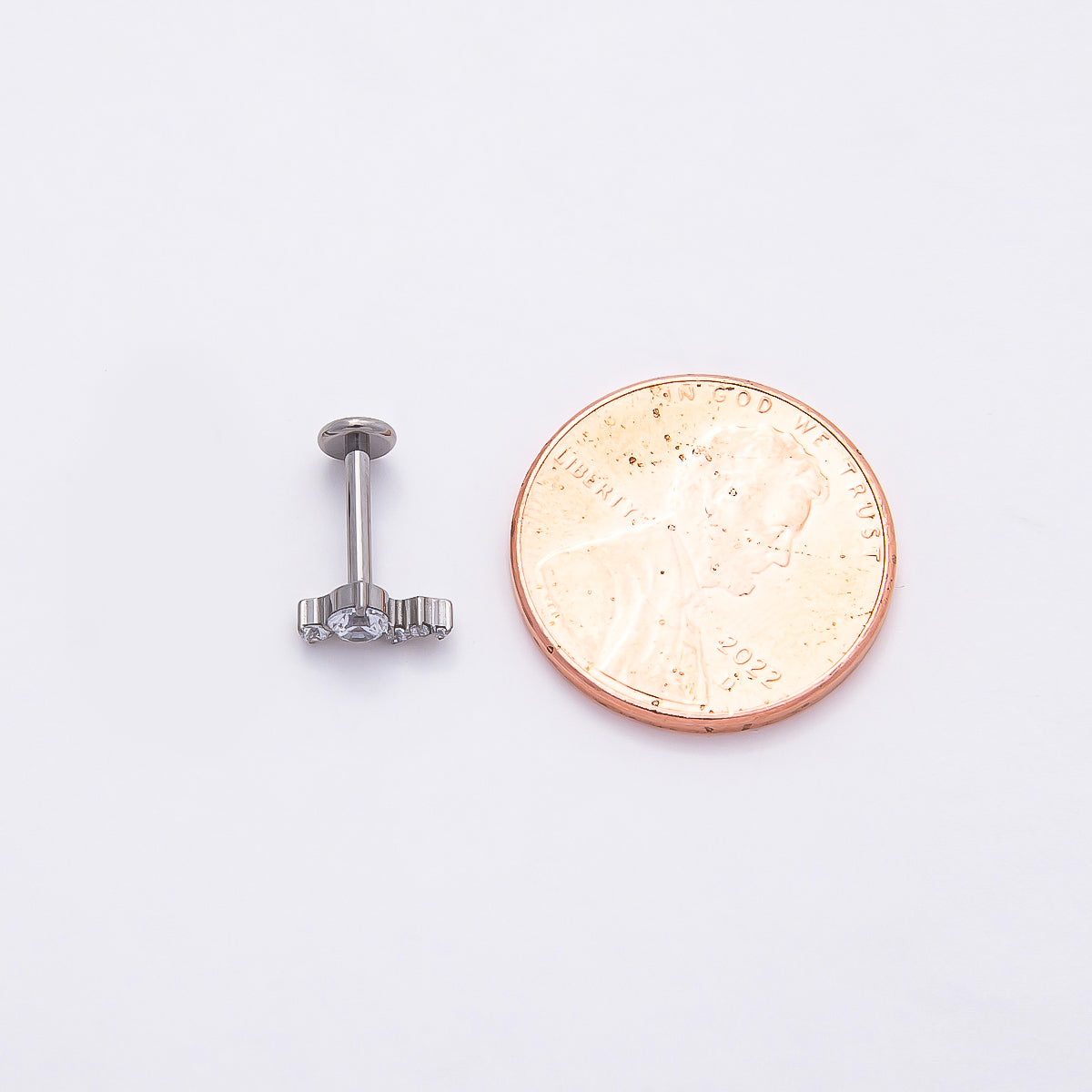 Titanium 4mm Clear CZ Cluster Cartilage Piercing Flat Back Stud in Gold & Silver | Findings-00375 Findings-00376