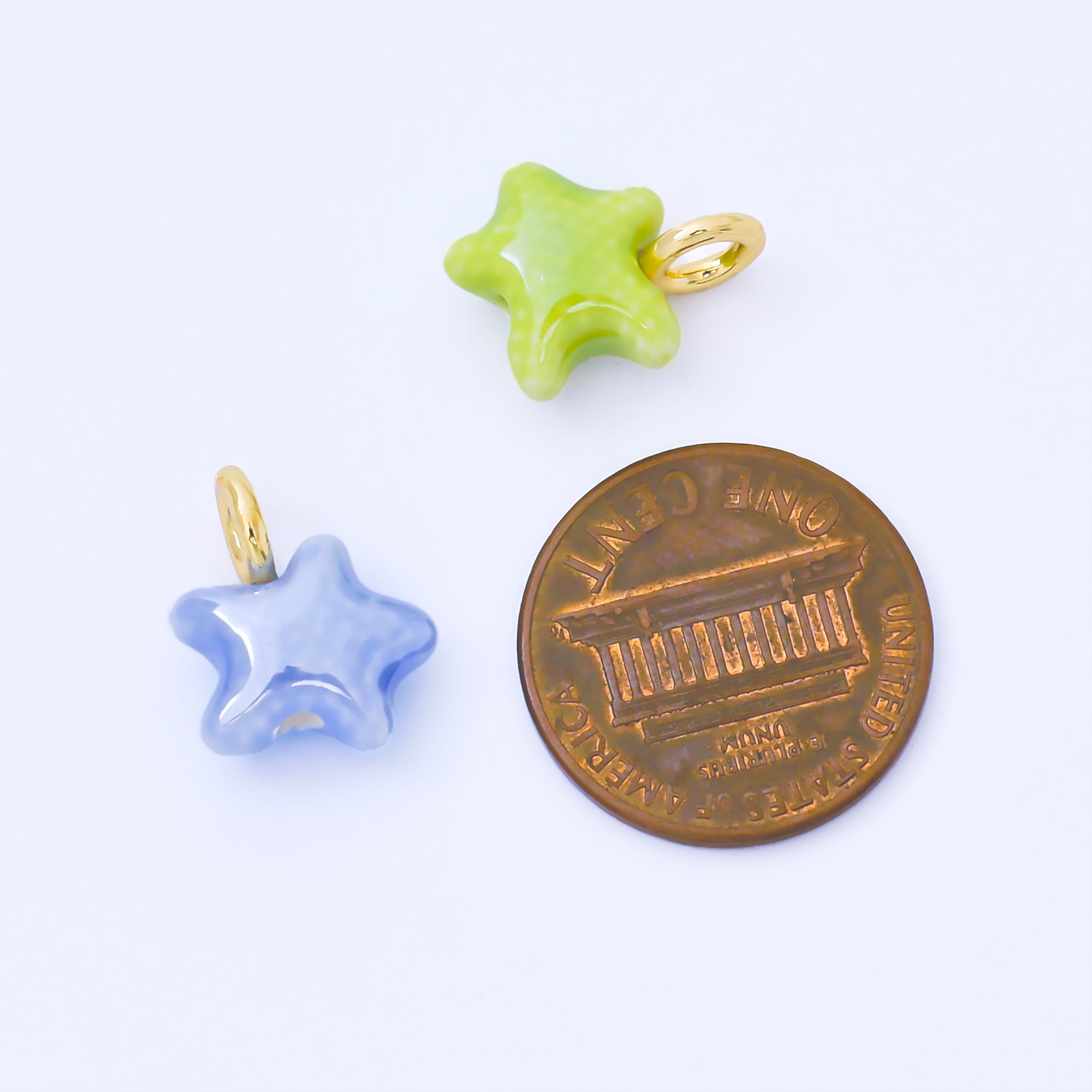 24K Gold Filled 15mm Handmade Ceramic Celestial Star Drop Charm | AF1532 - AF1539
