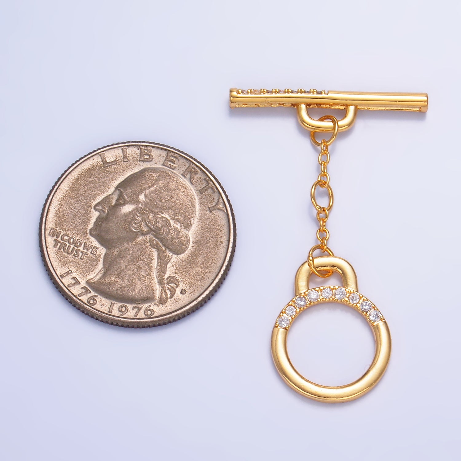 24K Gold Filled 25mm Pave Minimalist Toggle Clasps Closure Findings in Gold & Silver | Z1039