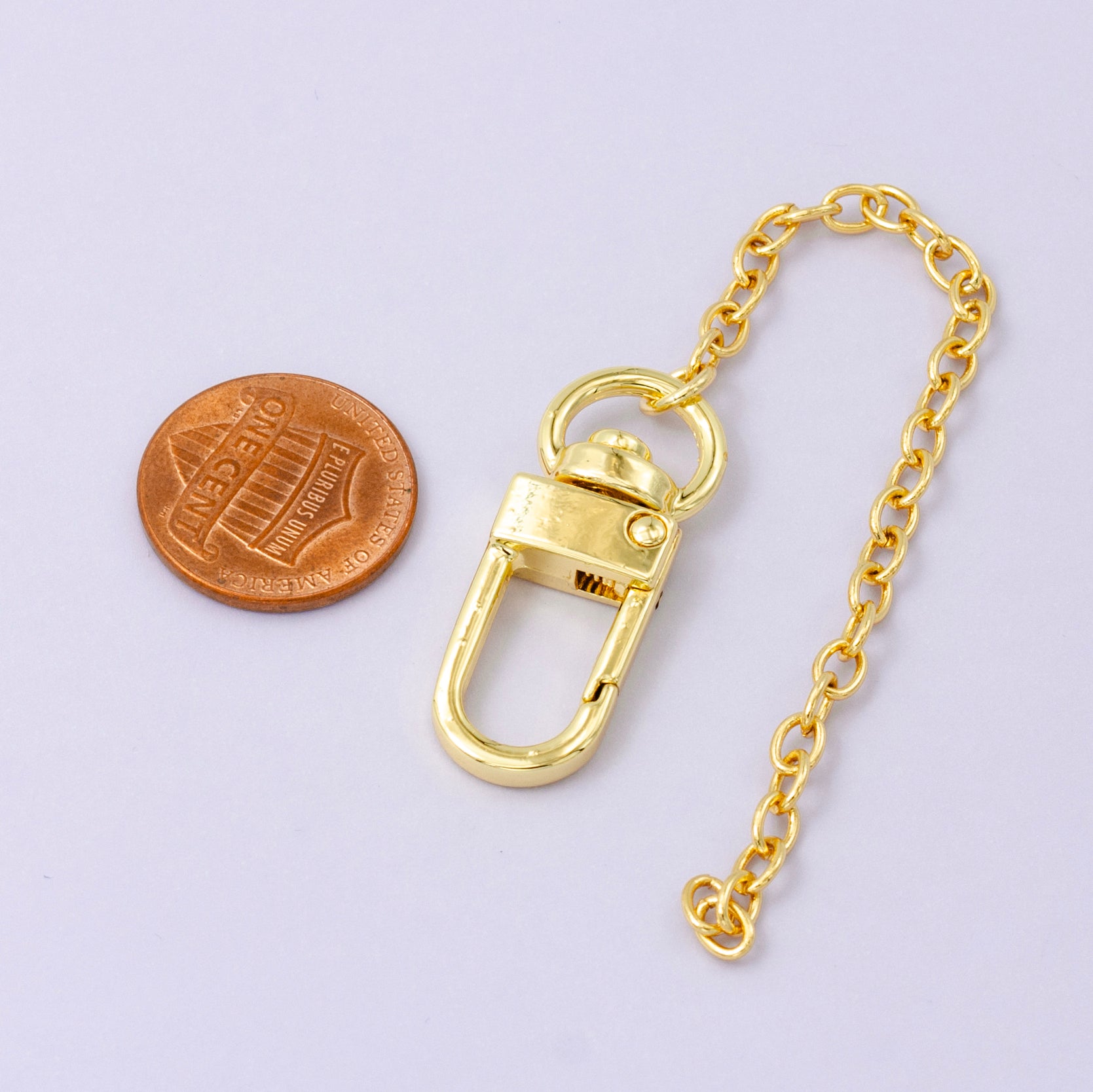 24K Gold Filled Cable Chain Bag Purse Charm Swivel Keychain Finding | WA-2750