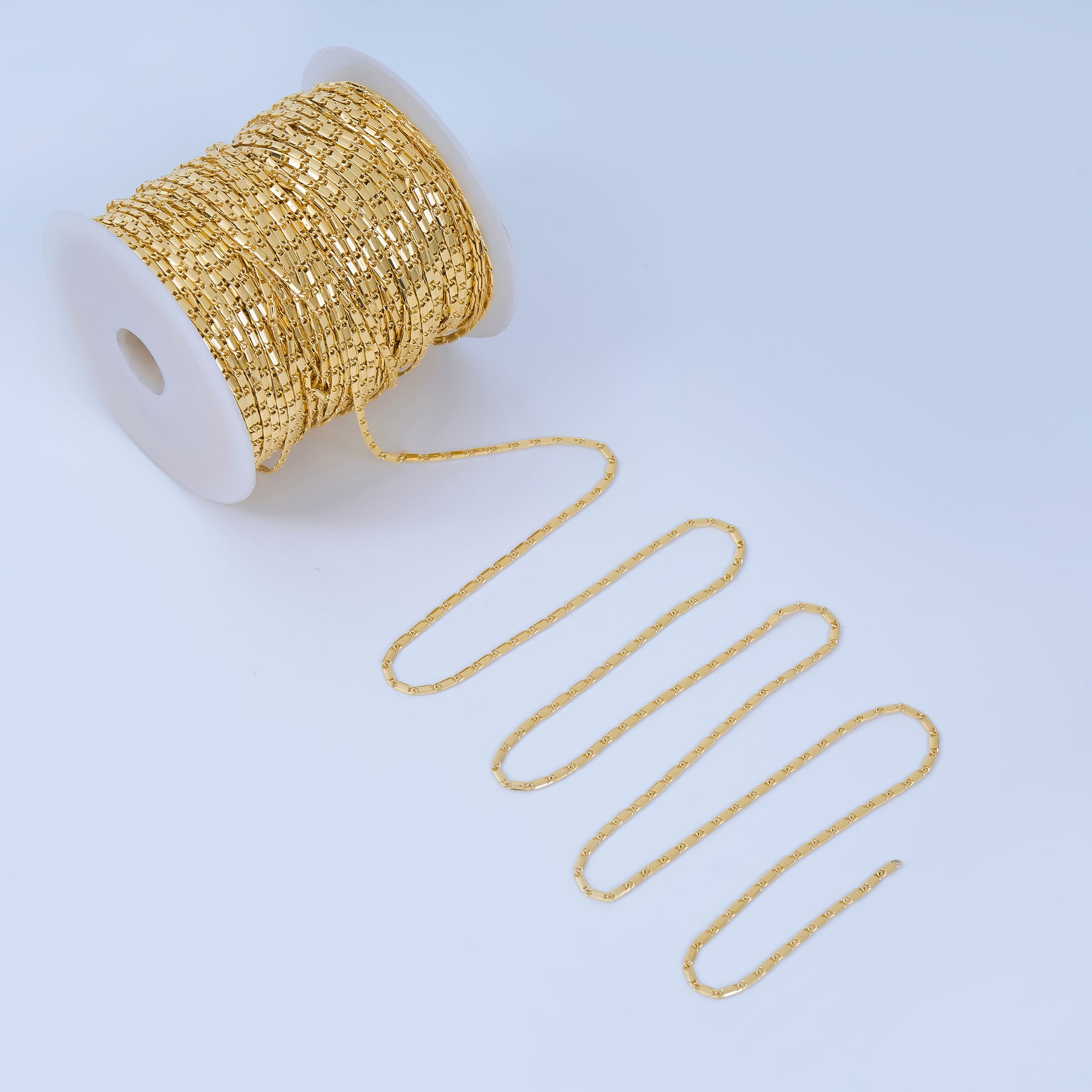 24K Gold Filled 2.2mm Minimalist Bar Unfinished Chain by Yard | ROLL-1737