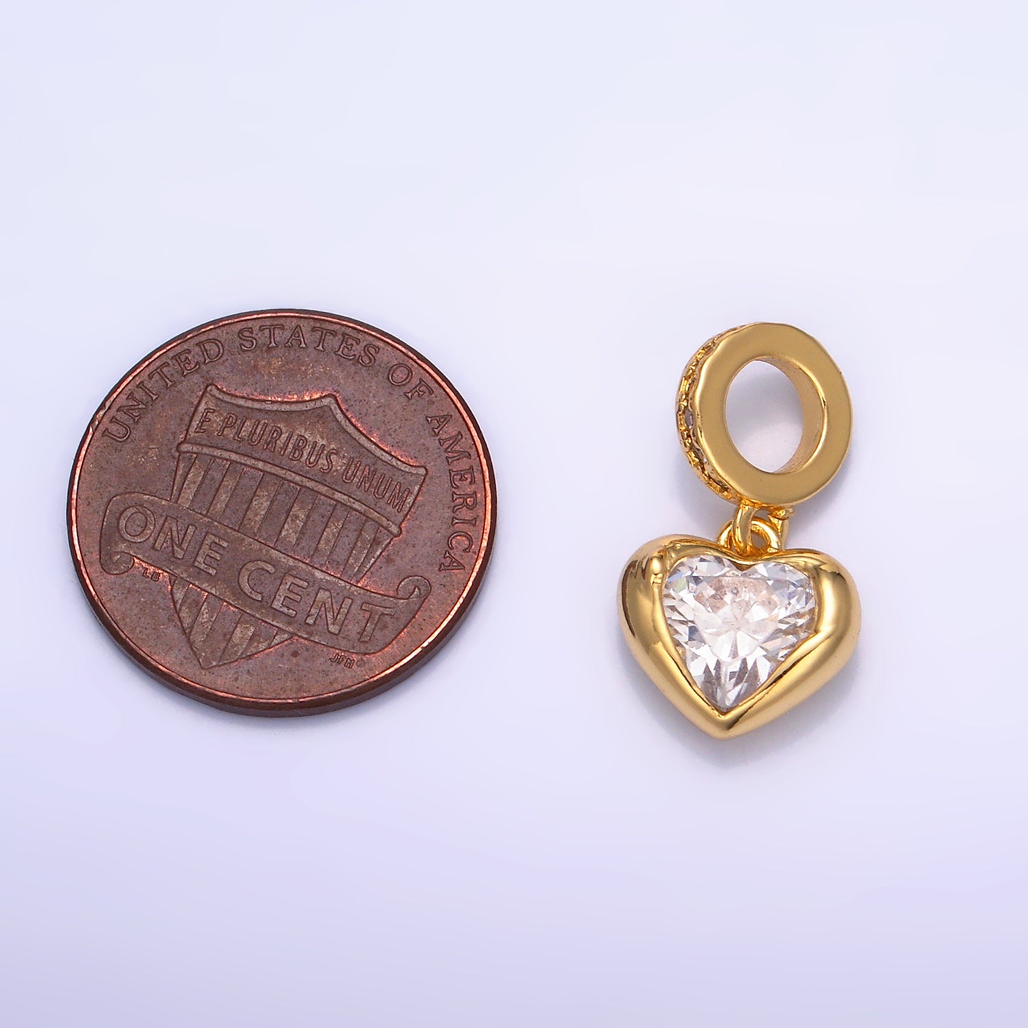 24K Gold Filled Molten Heart Clear CZ Micro Paved Bail Pendant | W272