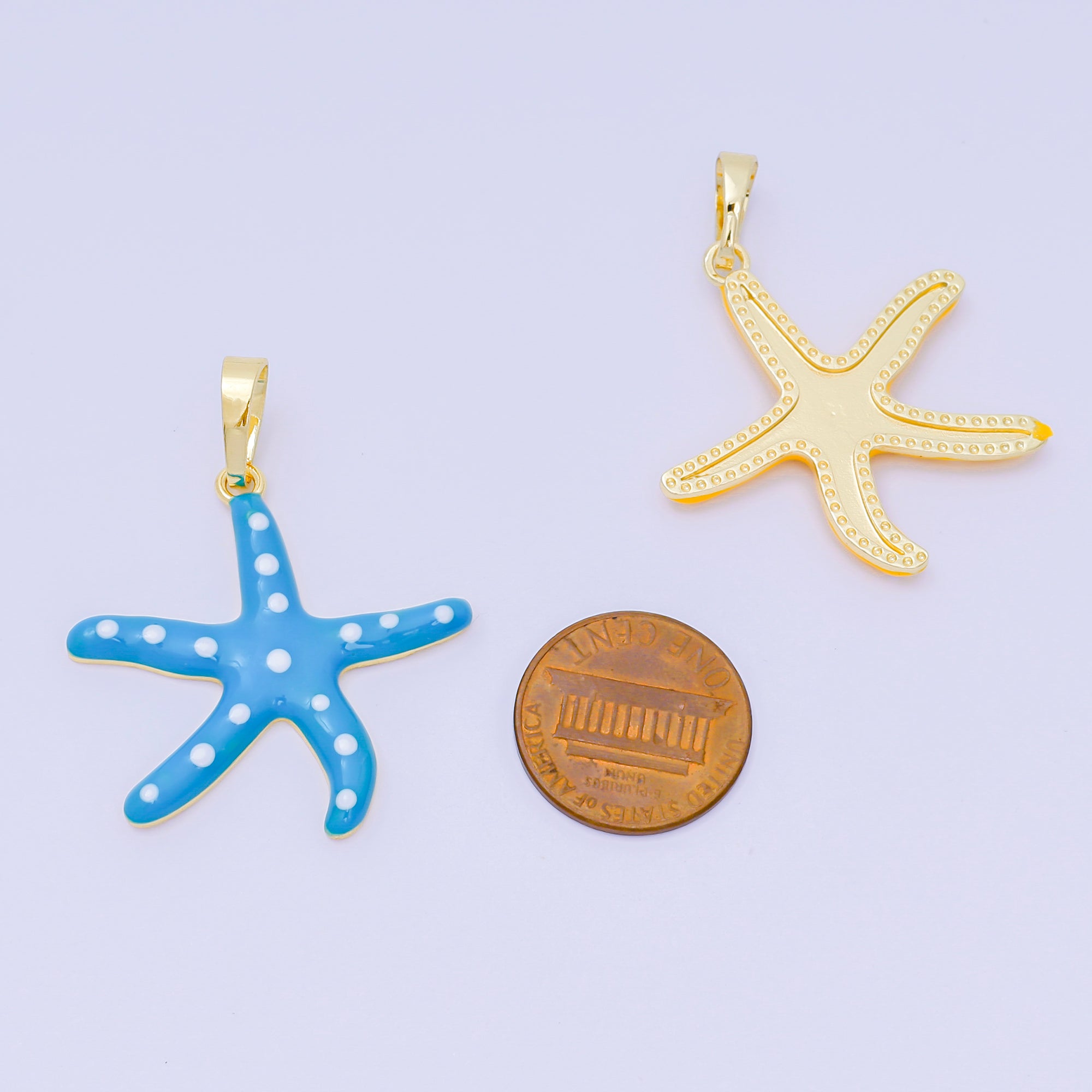 24K Gold Filled 32mm Colorful Enamel Art Sea Starfish Pendant | AA-1586 - AA-1588