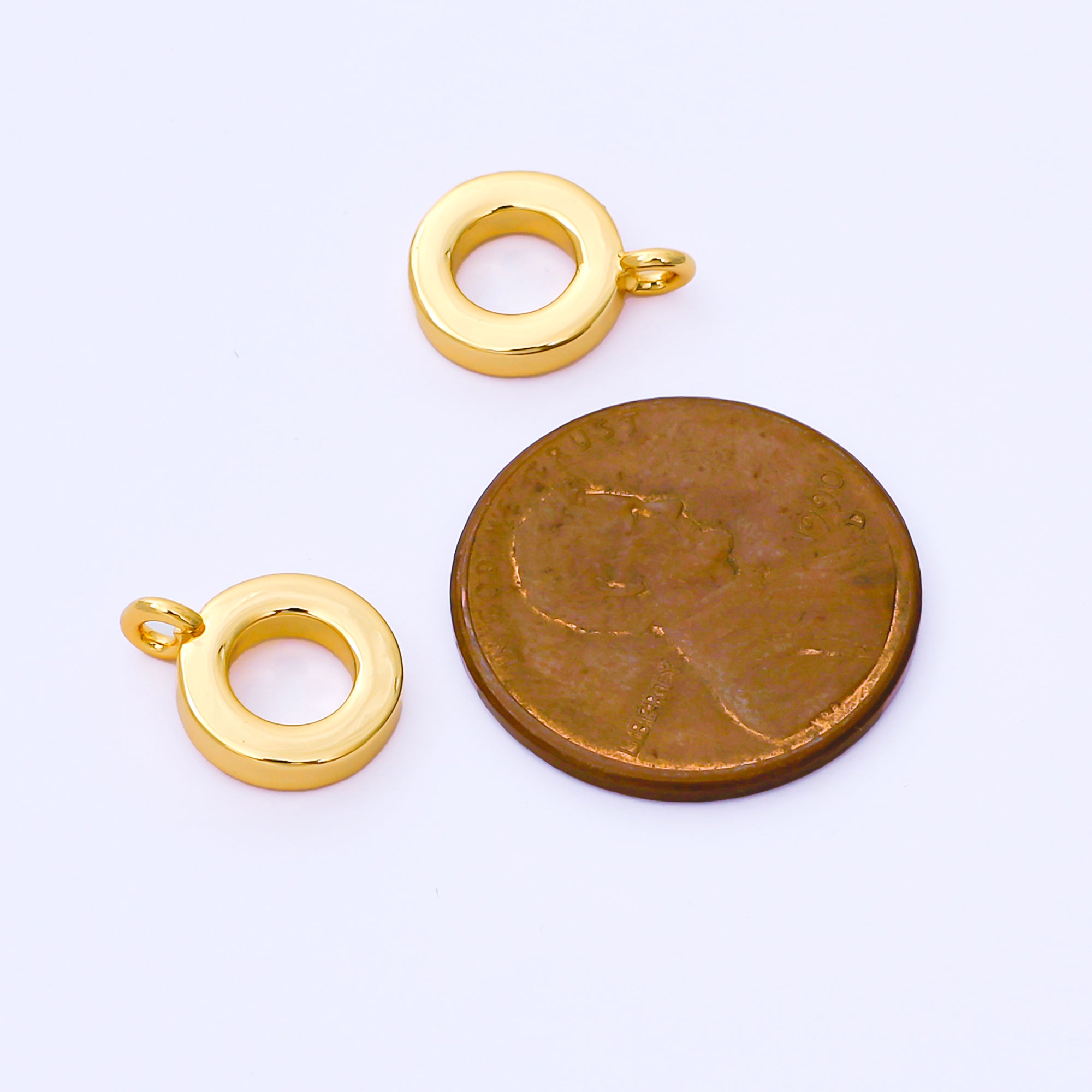 24K Gold Filled 12mm Minimalist Dainty Round Pendant Rhondelle Spacer Holder | Z1153