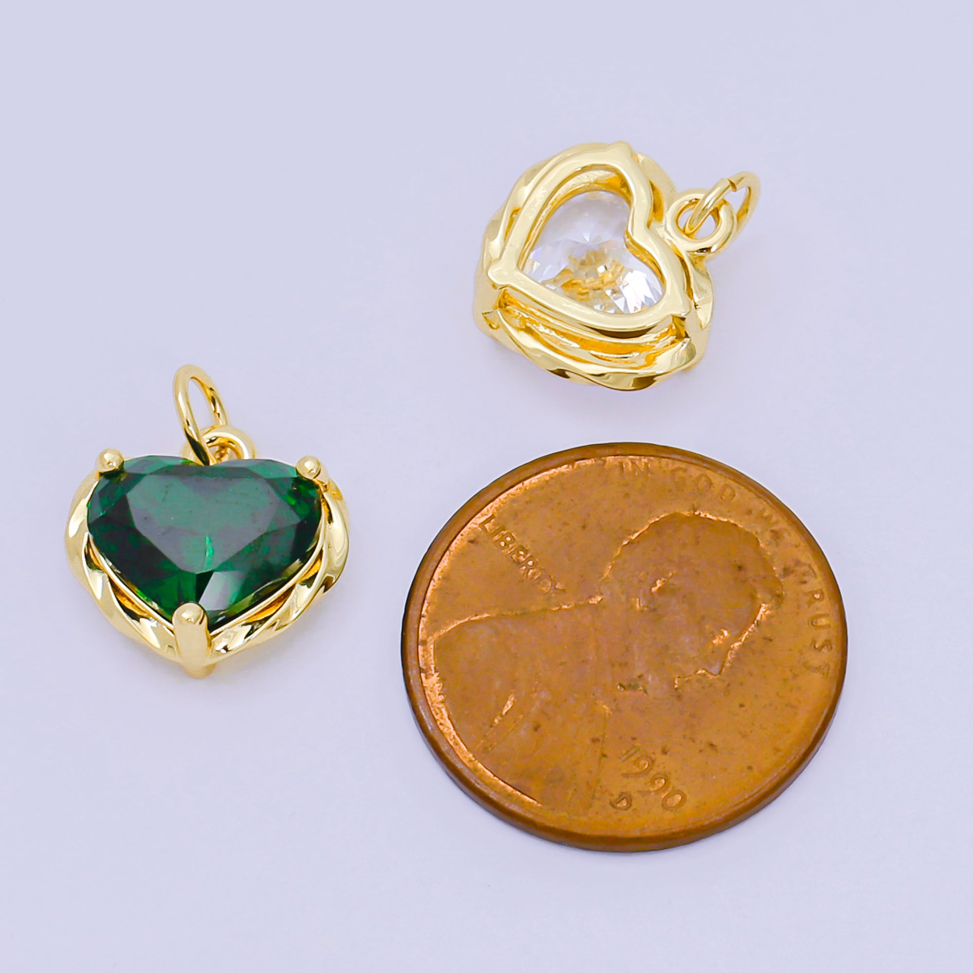 24K Gold Filled 16.9mm Heart-Shaped CZ Full of Heart Charm | AC-1568 - AC-1574