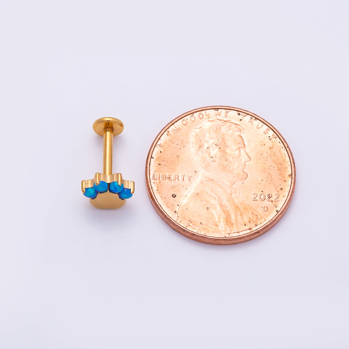Titanium 11mm Blue Opal Animal Pet Paw Print Cartilage Piercing Flat Back Stud in Gold & Silver | Findings-00435 Findings-00436