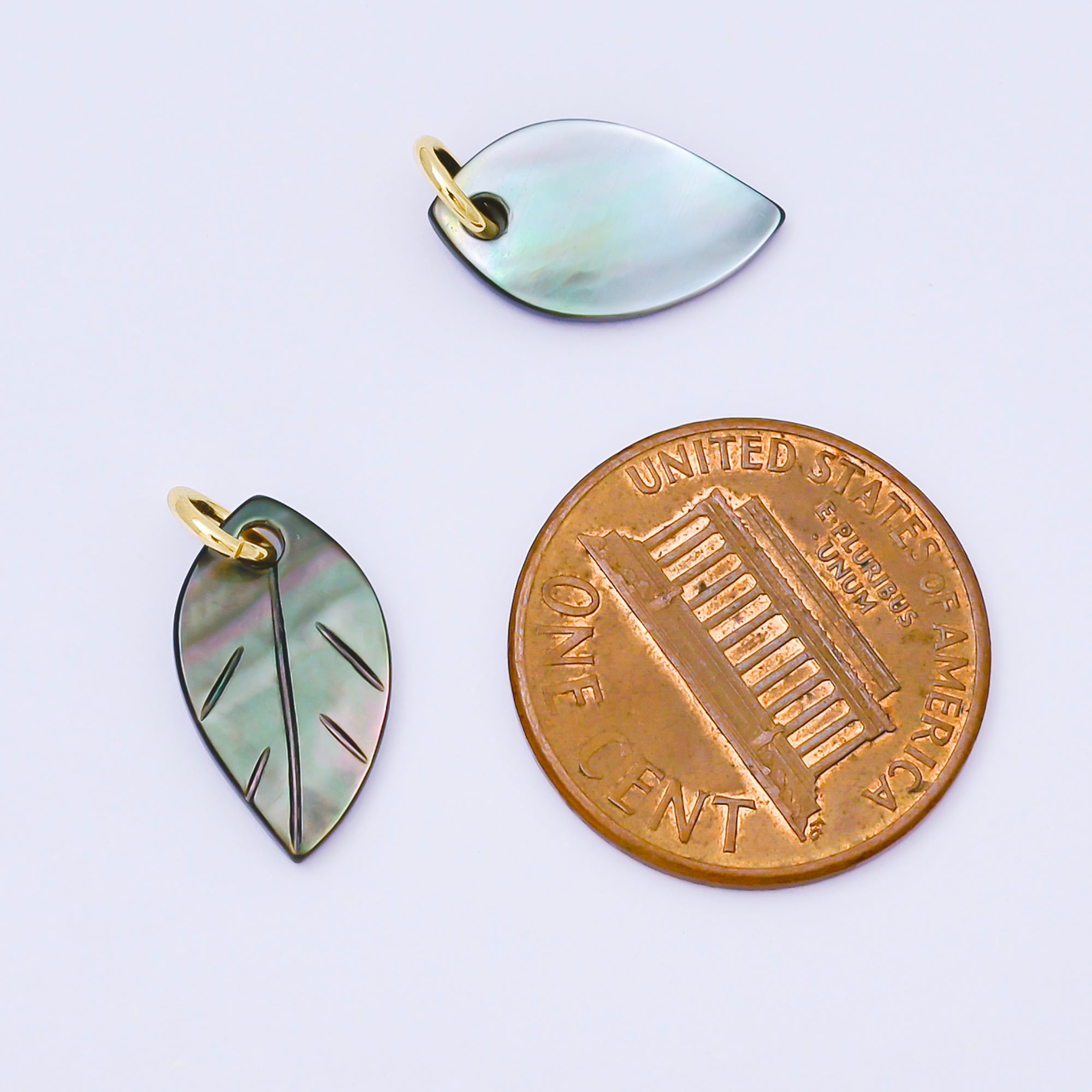 24K Gold Filled 14mm Abalone Gemstone Leaf Nature Mini Charm | AF567
