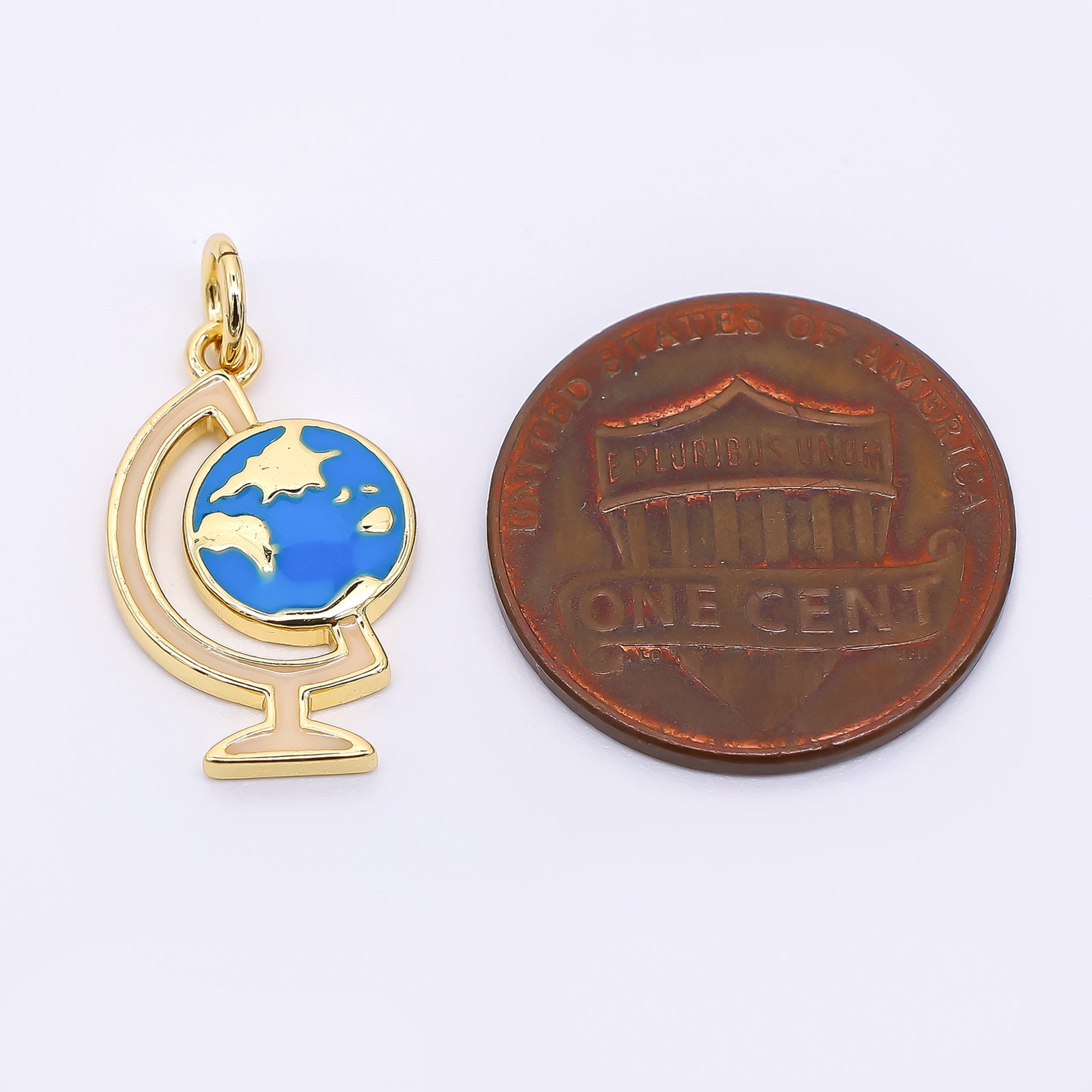 24K Gold Filled 18mm Enamel Art World Globe Map Charm | AF-522