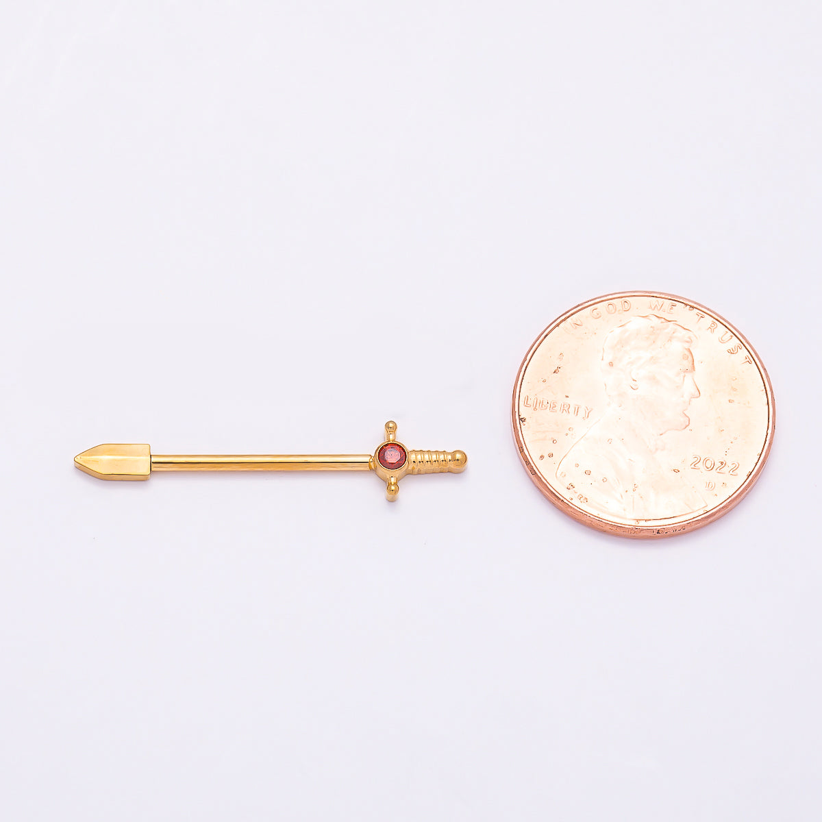 Titanium CZ Sword Nipple Barbell Piercing Body Jewelry in Gold & Silver | Findings-00293 Findings-00294