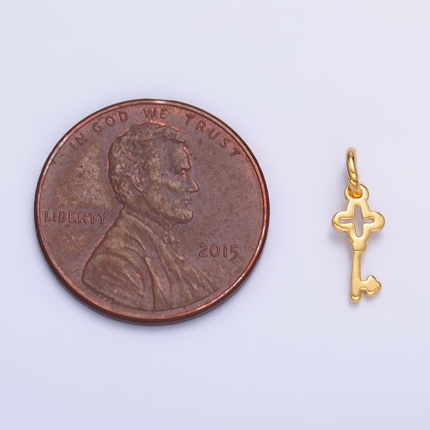 24K Gold Filled Quatrefoil Clover Key Mini Charm | M179