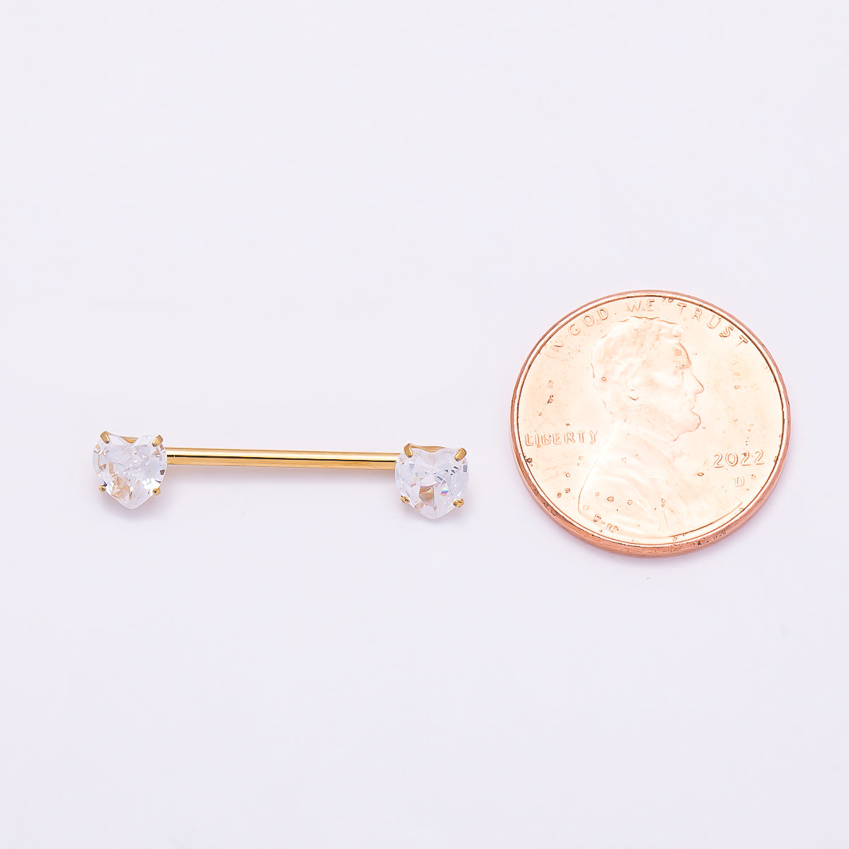 Titanium Clear CZ Heart Nipple Barbell Piercing Body Jewelry in Gold & Silver | Findings-00301 Findings-00302