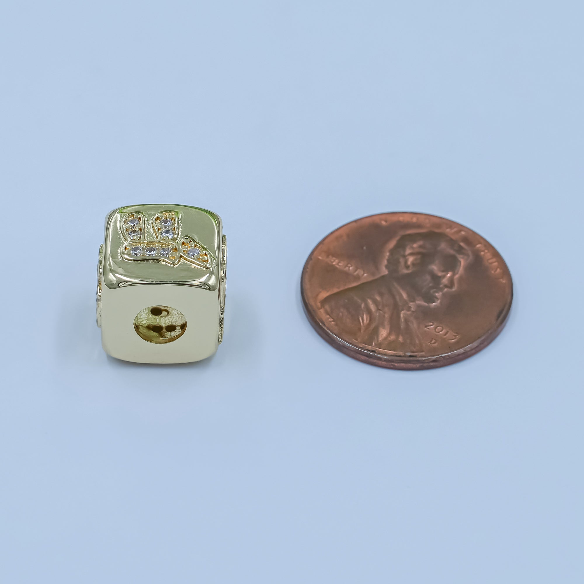 24K Gold Filled "Chai" Hebrew Letter Micro Paved CZ Bead | B239